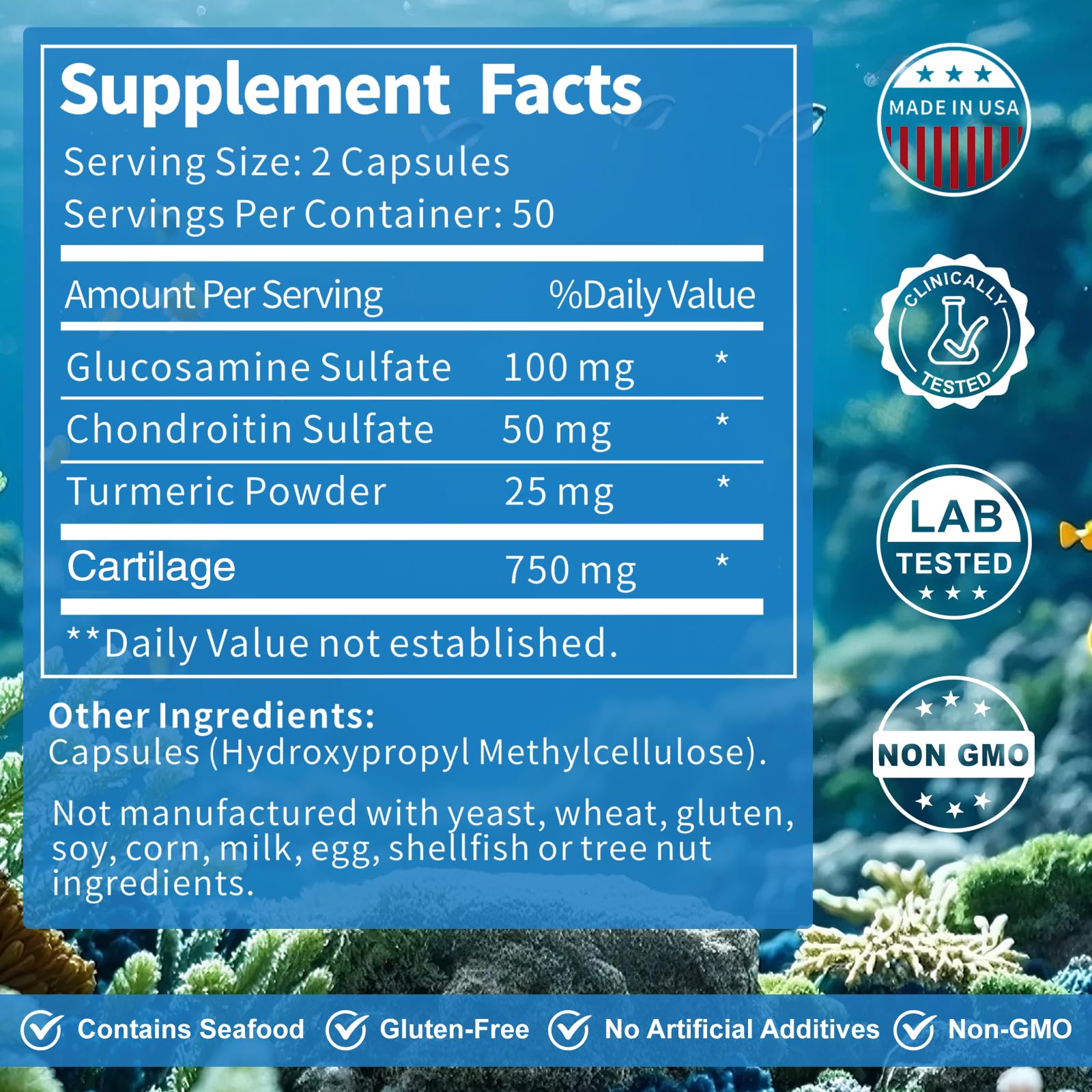 Jkrova Premium Cartilage Capsules 750mg on a wooden table