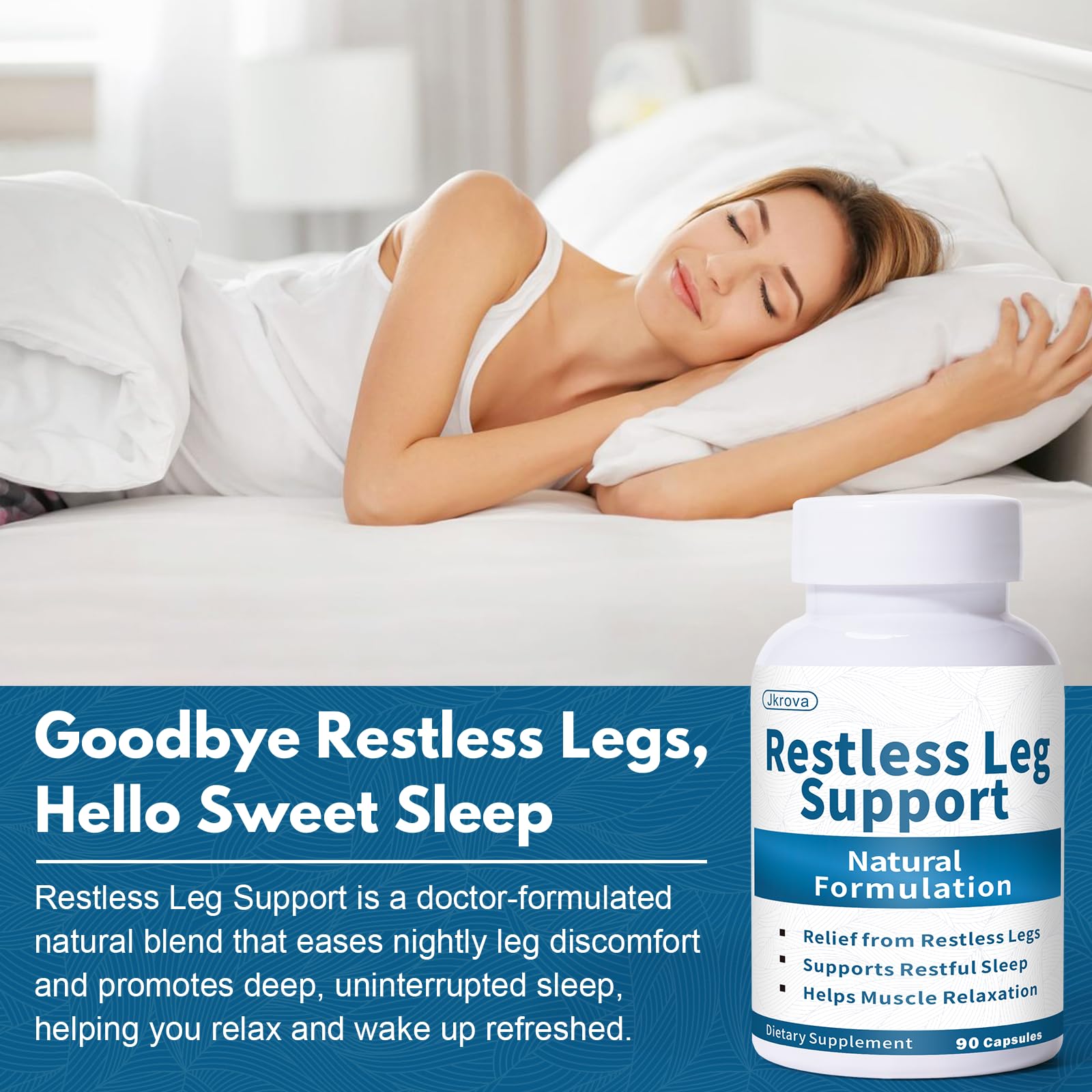 Jkrova Restless Legs Relief Capsules with vitamins C, D, K, B6, and B12