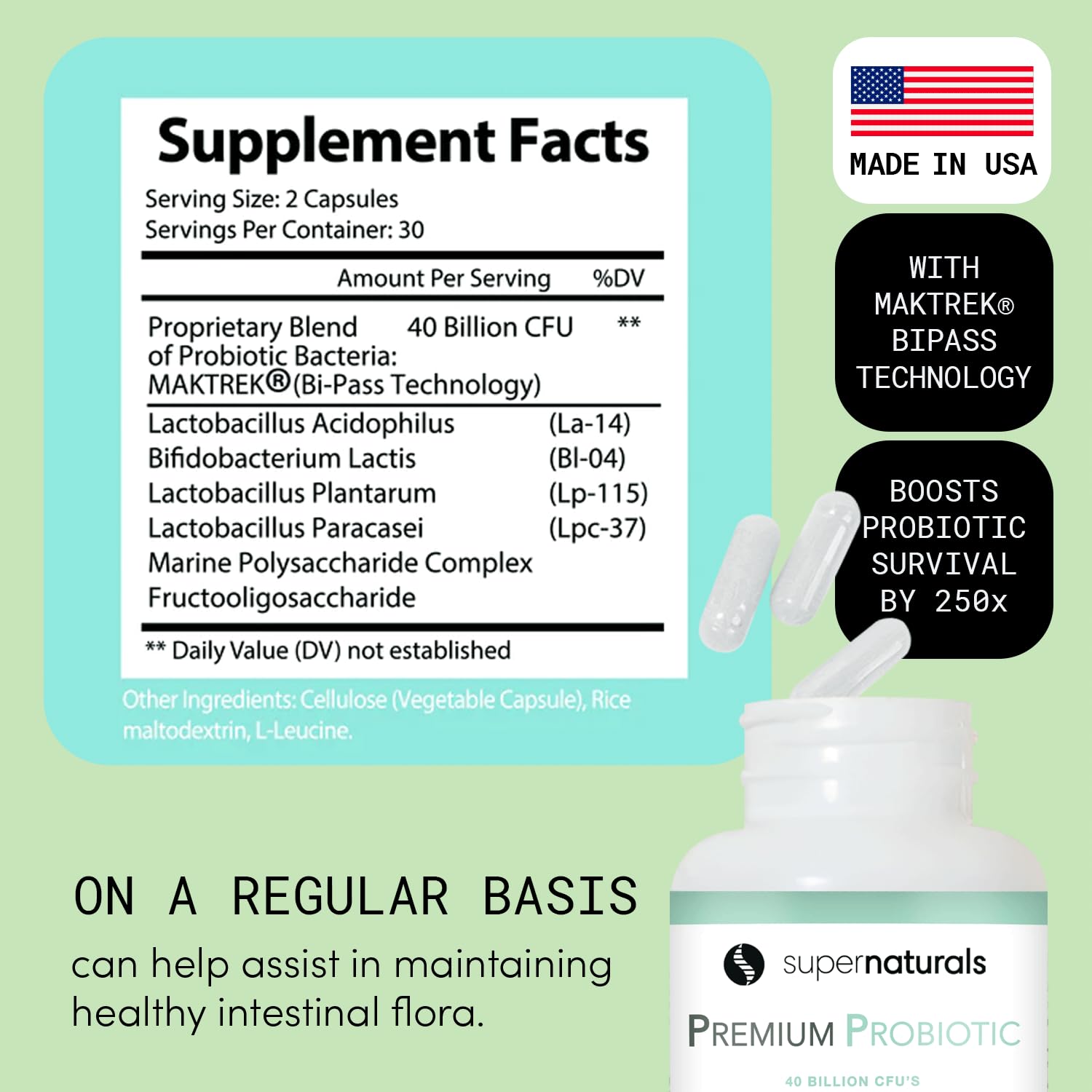 JLM NUTRITIONALS Probiotic Supplement bottle with a glass of water