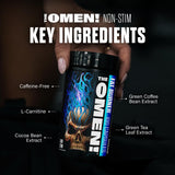 JNX SPORTS The Omen! Caffeine-Free Thermogenic Fat Burner bottle with label