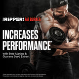 JNX SPORTS The Ripper! Thermogenic Fat Burner on a gym bench