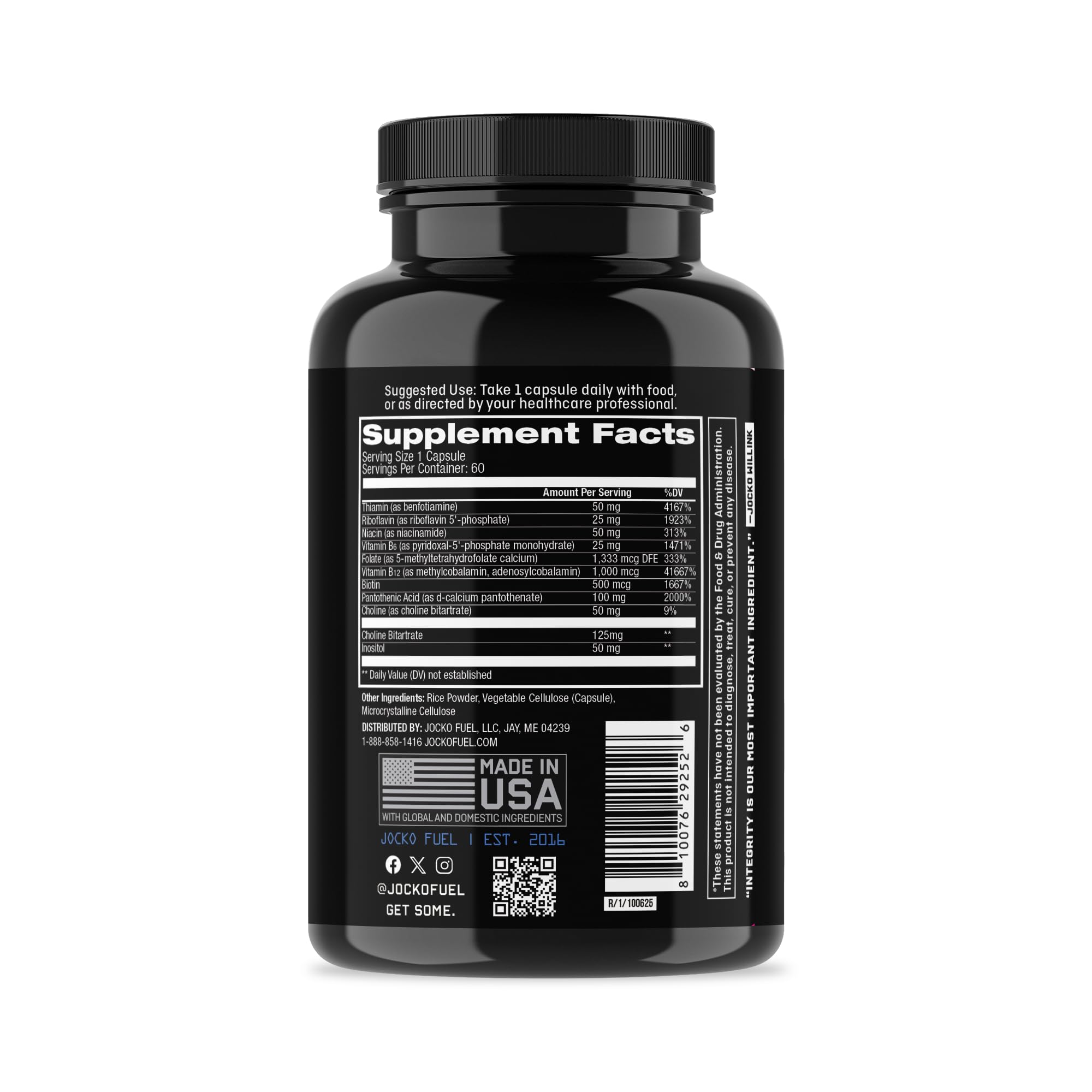 Jocko Fuel B-Complex Vitamins bottle side view