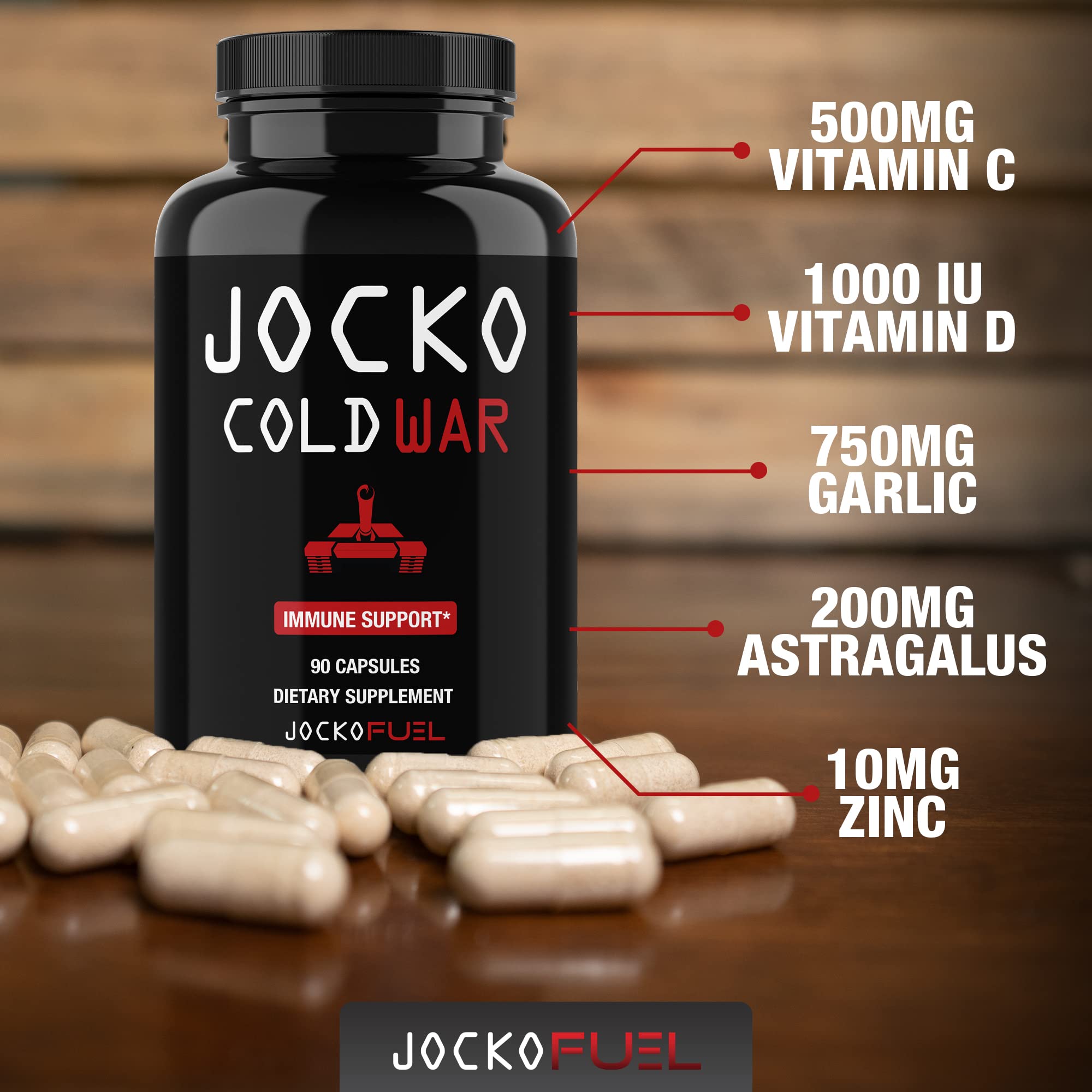 Jocko Fuel Cold War daily wellness Support 132g capsule close-up