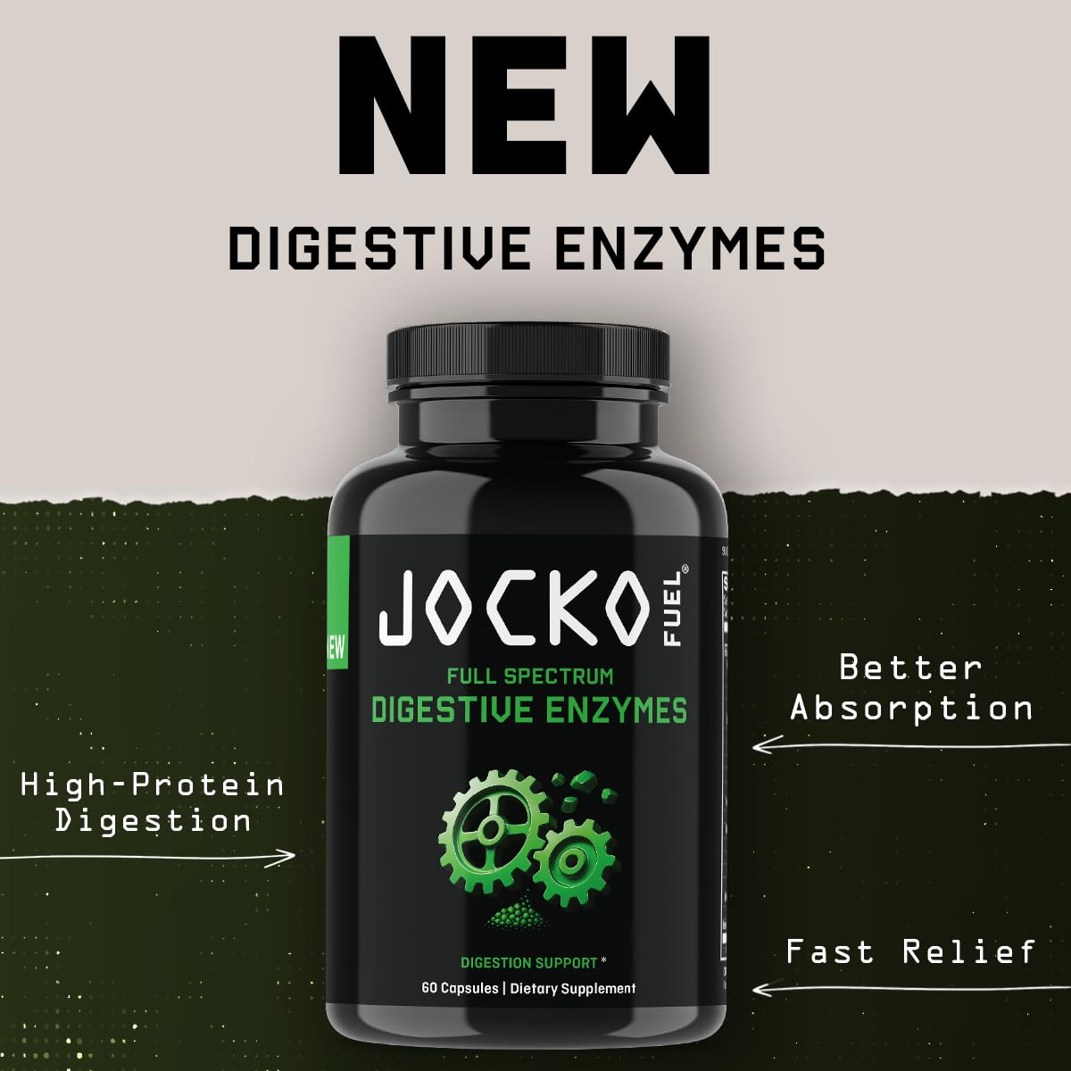 Jocko Fuel daily Enzymes 73g bottle on a kitchen counter