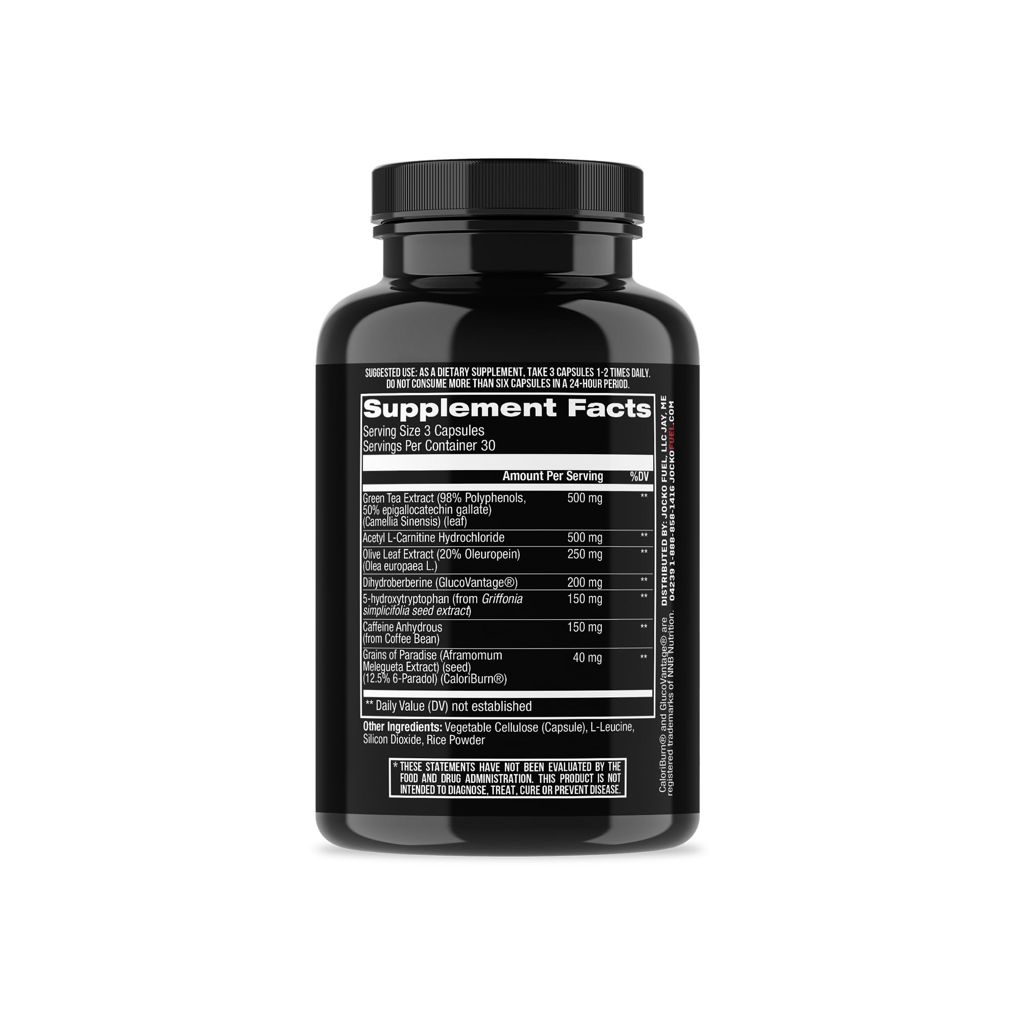 Jocko Fuel Fat Burner Supplement 68g back view