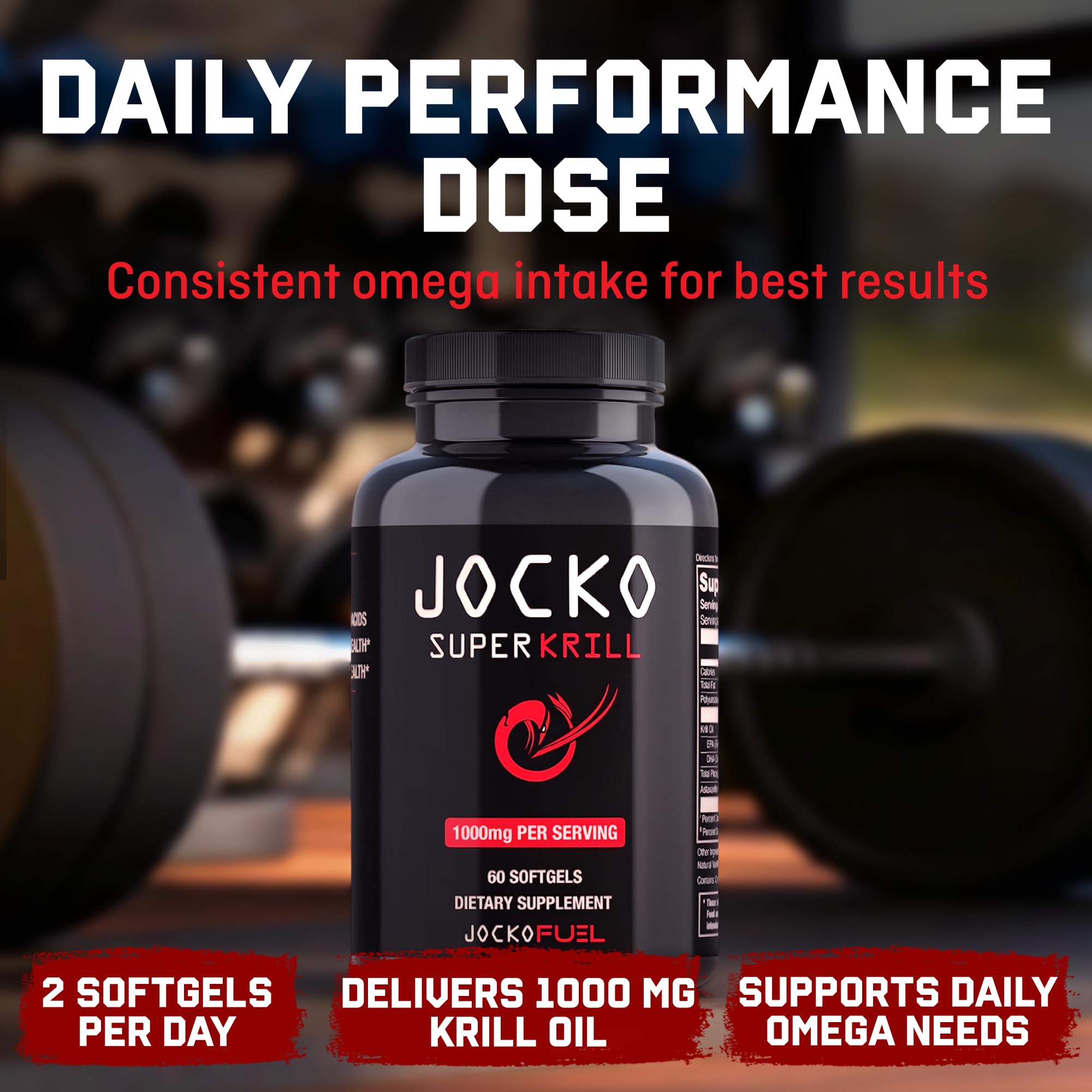 Jocko Fuel Super Krill Oil with a vanilla scent bottle
