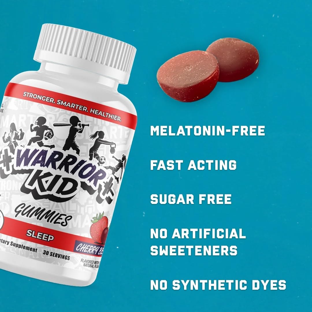 Jocko Fuel Warrior Kid Sleep Gummies with a hand holding a gummy
