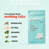 Joe 2.0 Mushroom Coffee packaging with Colombian beans