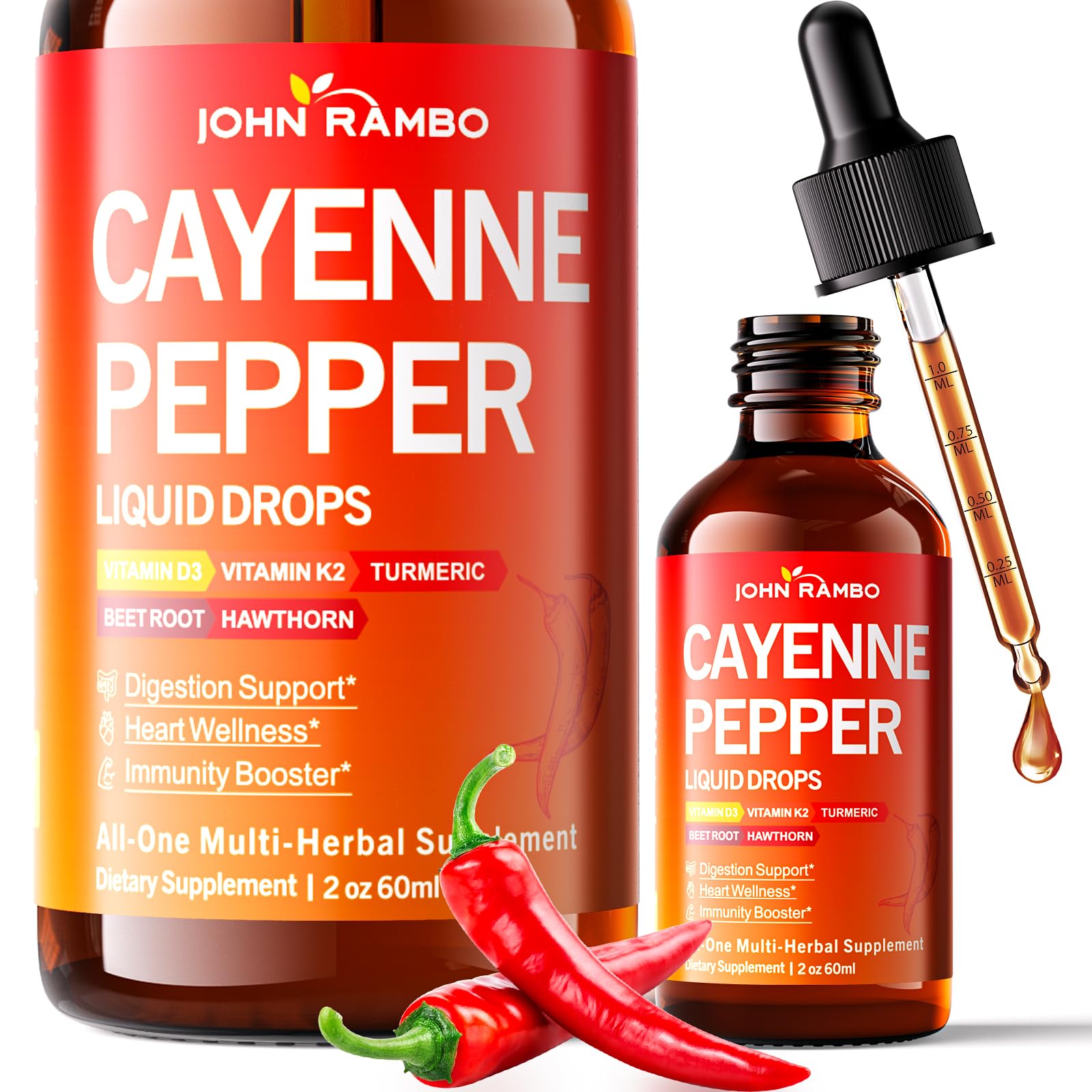 JOHN RAMBO Cayenne Pepper Liquid Drops front view