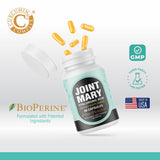 JOINT MARY Hyaluronic Acid Joint Support Capsules with a measuring spoon