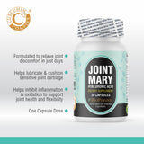 JOINT MARY Hyaluronic Acid Joint Support Capsules with dosage information