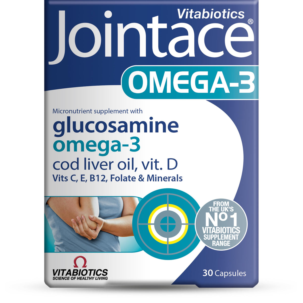 Jointace Omega 3 Cod Liver Oil Glucosamine 30 Soft Gel Capsules front view