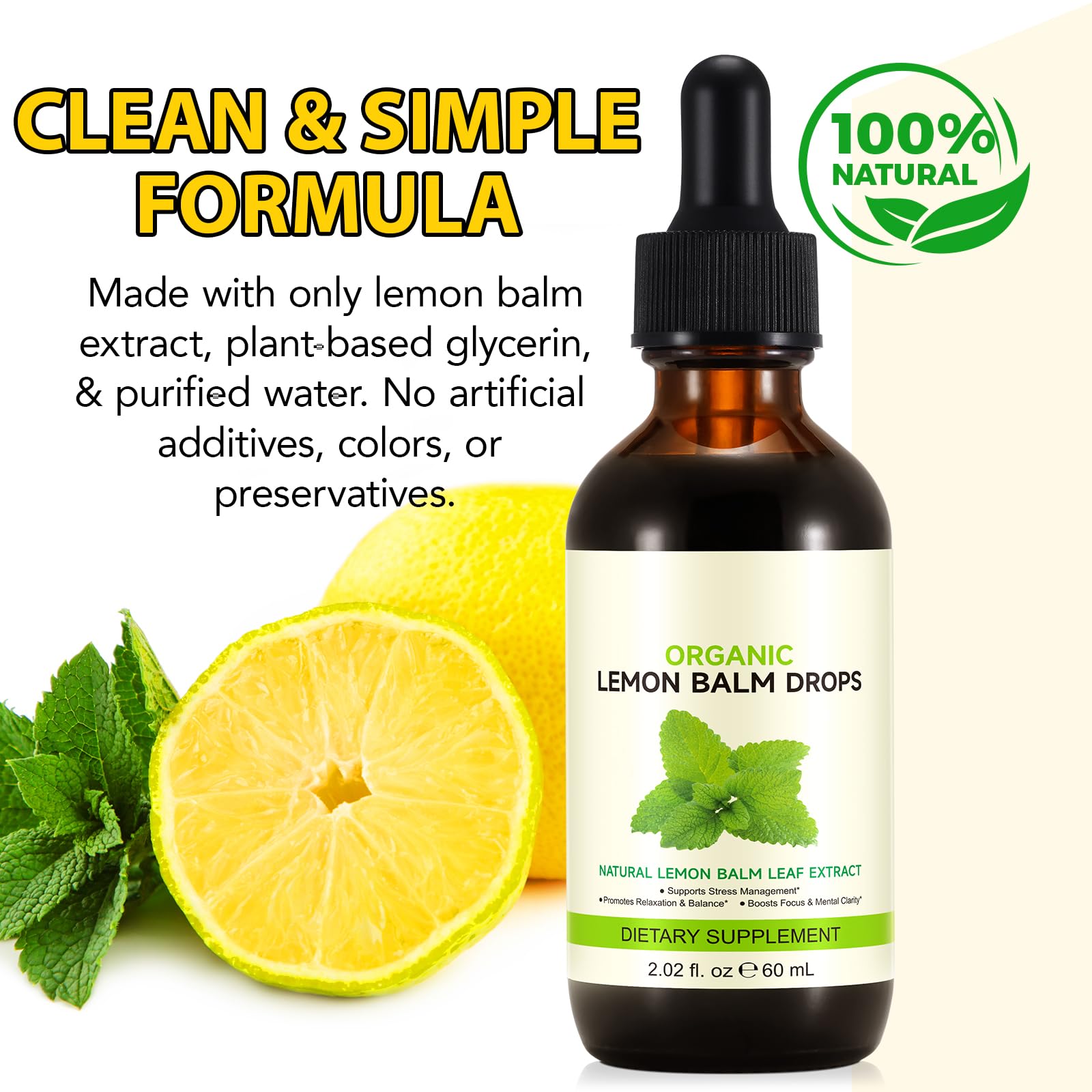 jollifish Lemon Balm Drops bottle with label