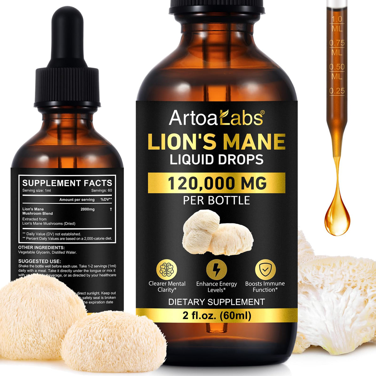 jollifish Lion’s Mane Liquid Drops front view with label