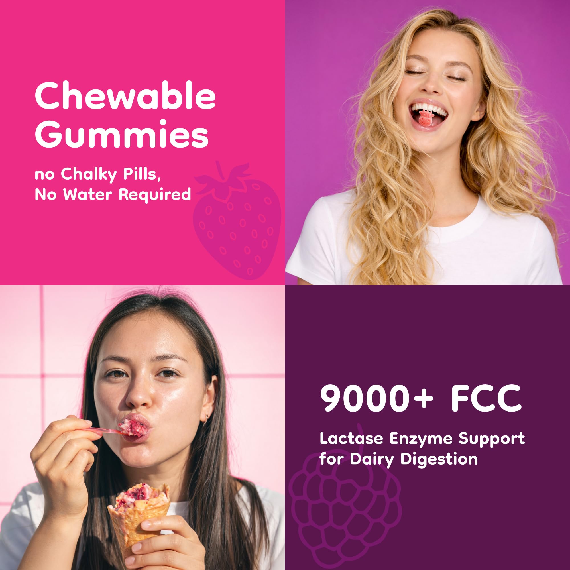 JolliMoo Lactase Enzyme Gummies displayed with dairy products