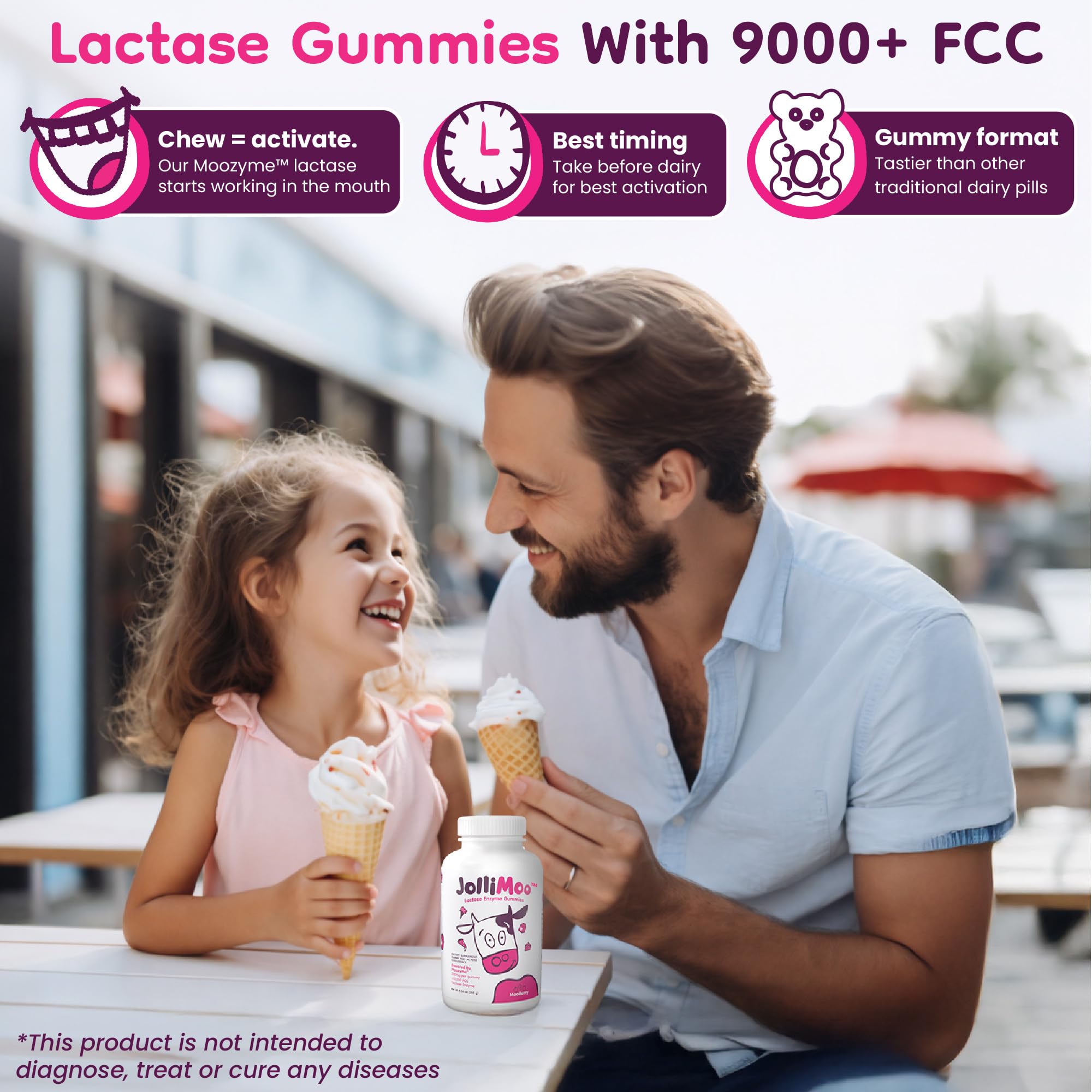 JolliMoo Lactase Enzyme Gummies packaging side view
