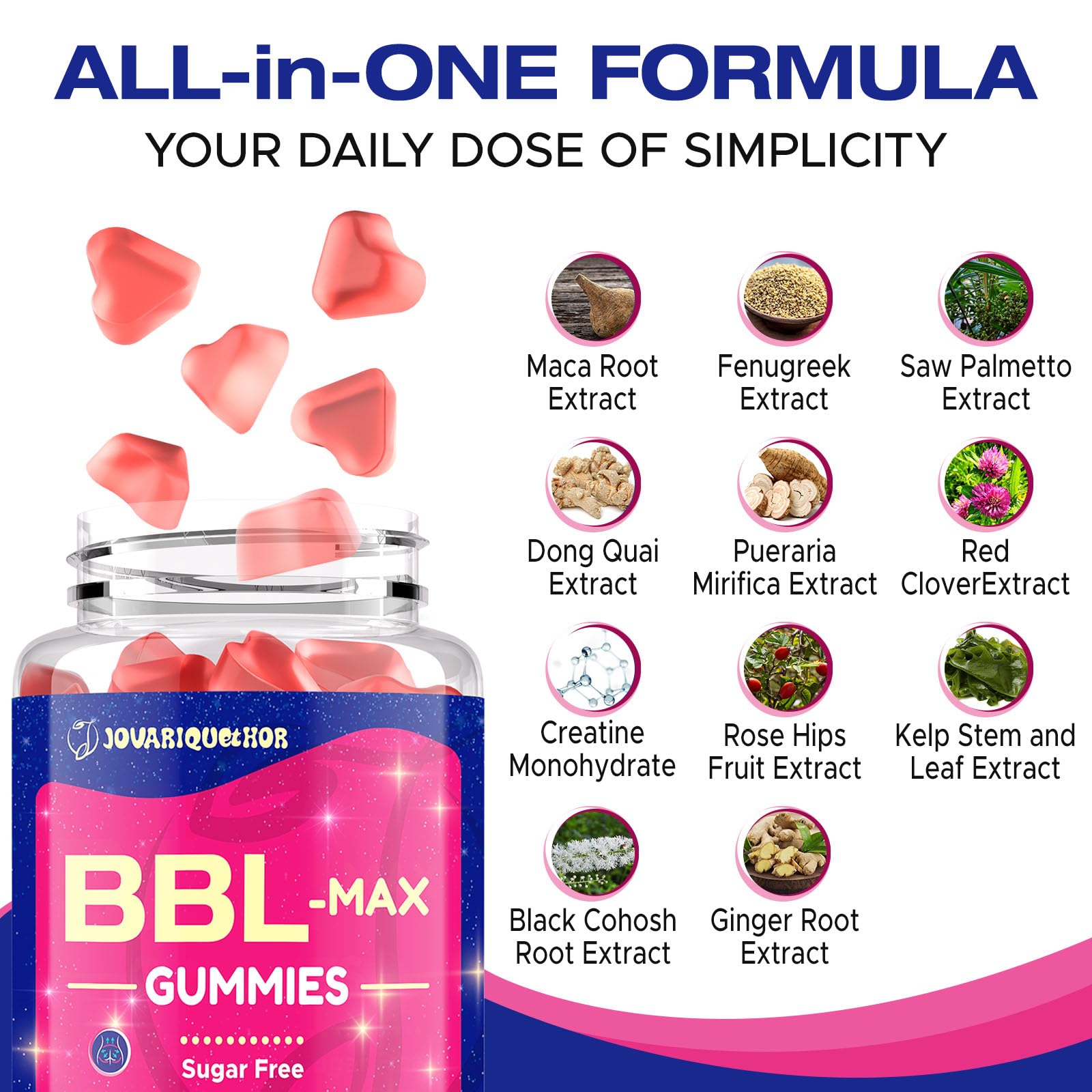 Jovariquethor BBL Gummies for Women 290g gummies in a bowl