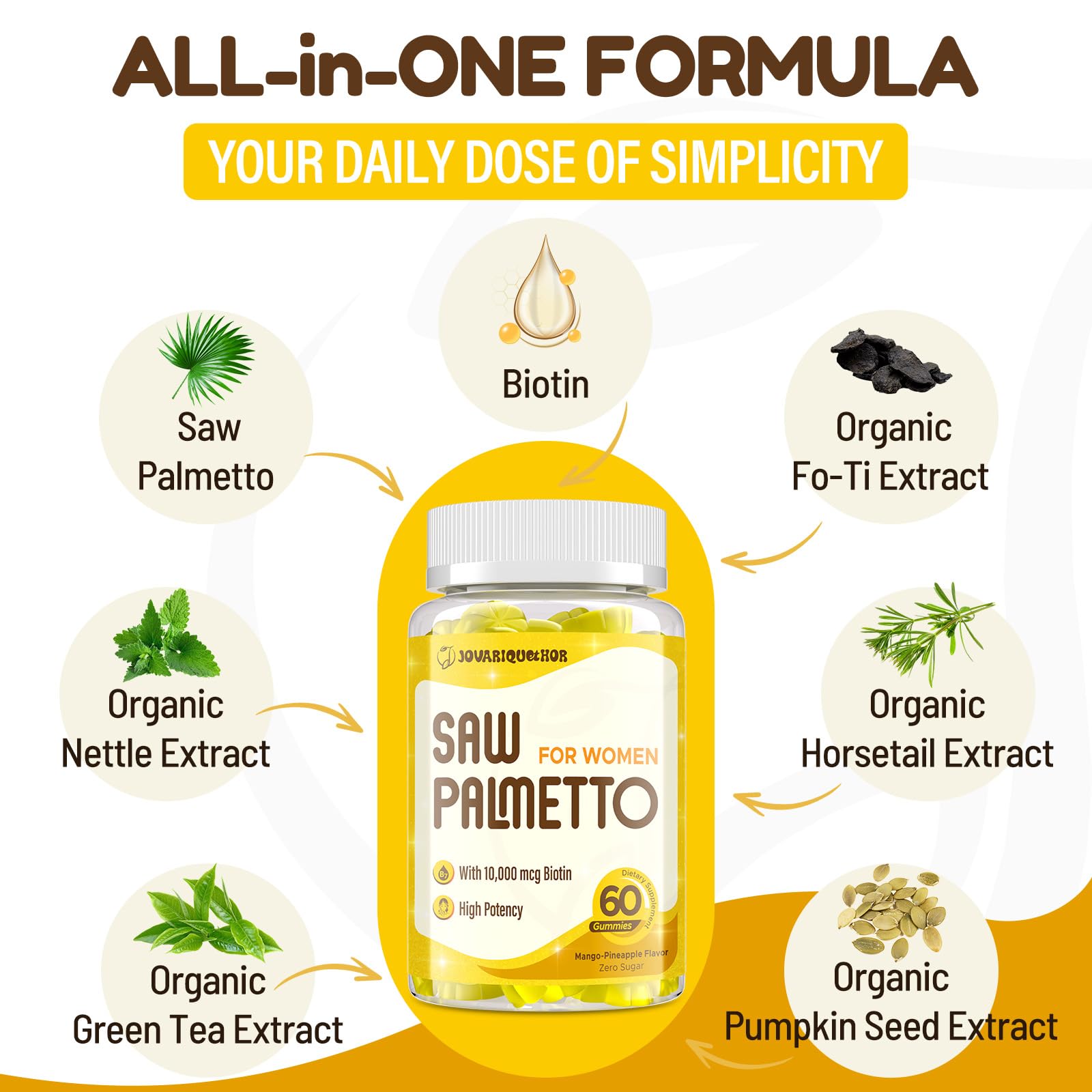 Jovariquethor Saw Palmetto Gummies mango-pineapple flavour