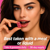 Jovi Glow Collagen Gummies displayed with a measuring spoon