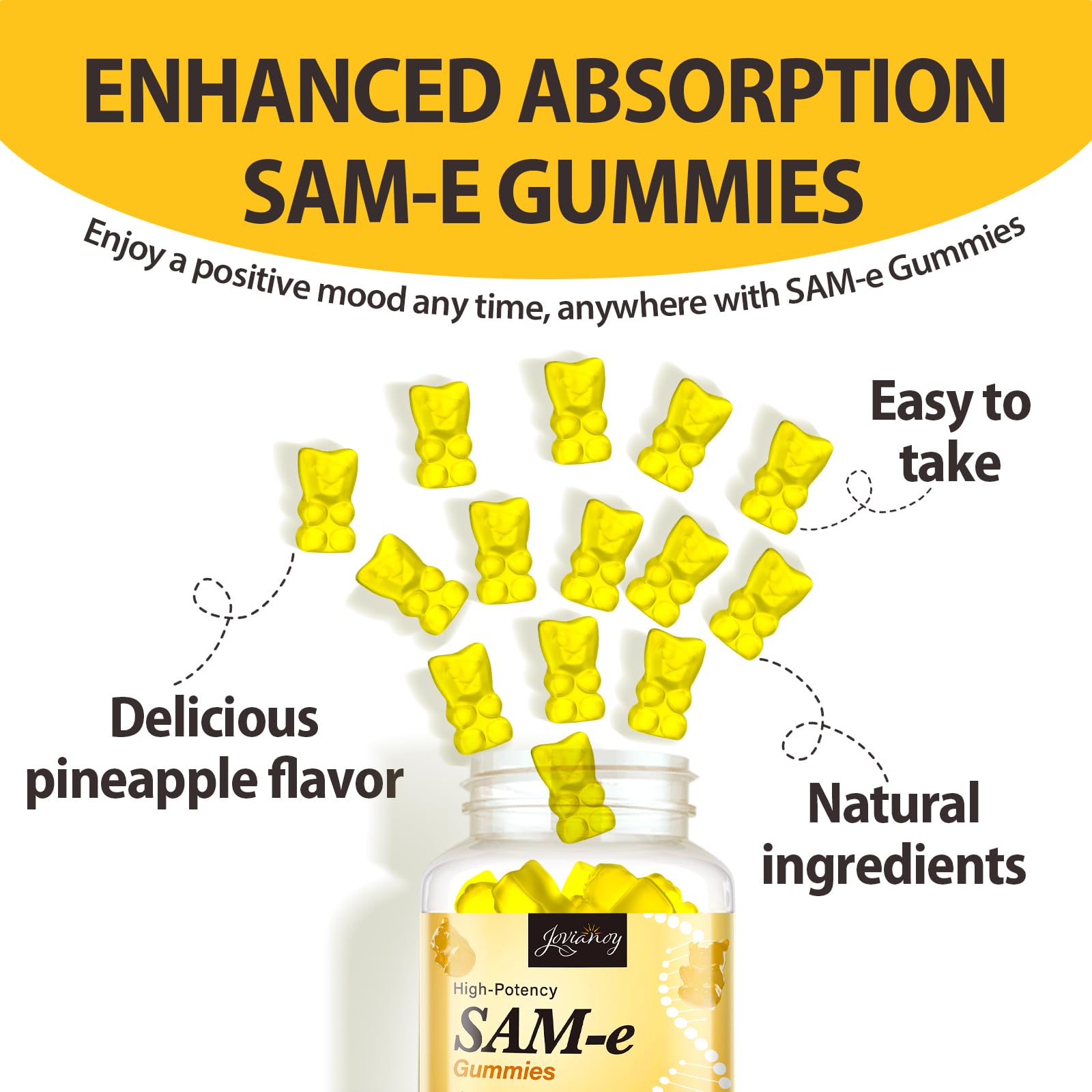Jovianoy SAM-e Gummies bottle with a hand holding it