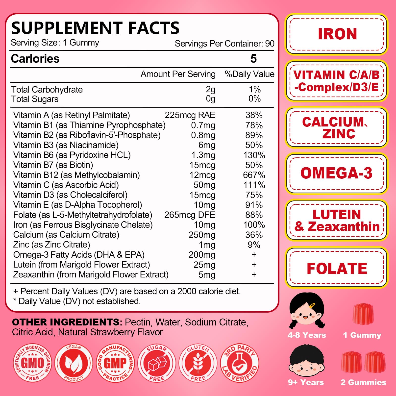 JOVITHEA Iron Gummies for Kids displayed with other vitamins