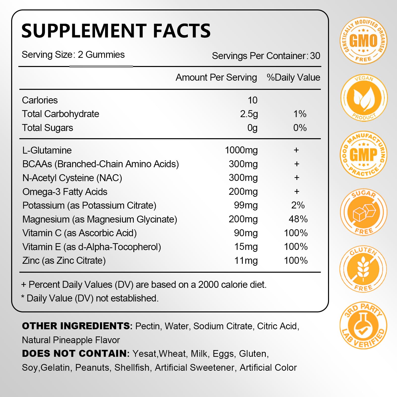 JOVITHEA L-Glutamine Gummies ingredients list