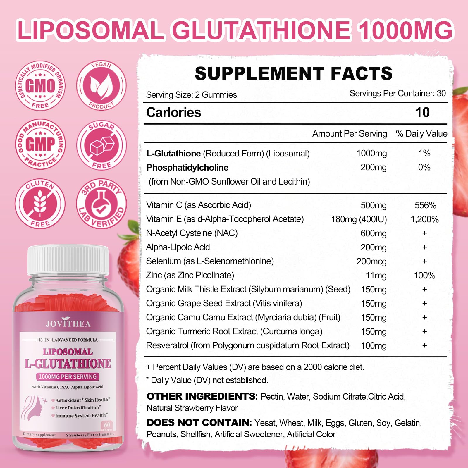 JOVITHEA Liposomal Glutathione supplement with measuring spoon