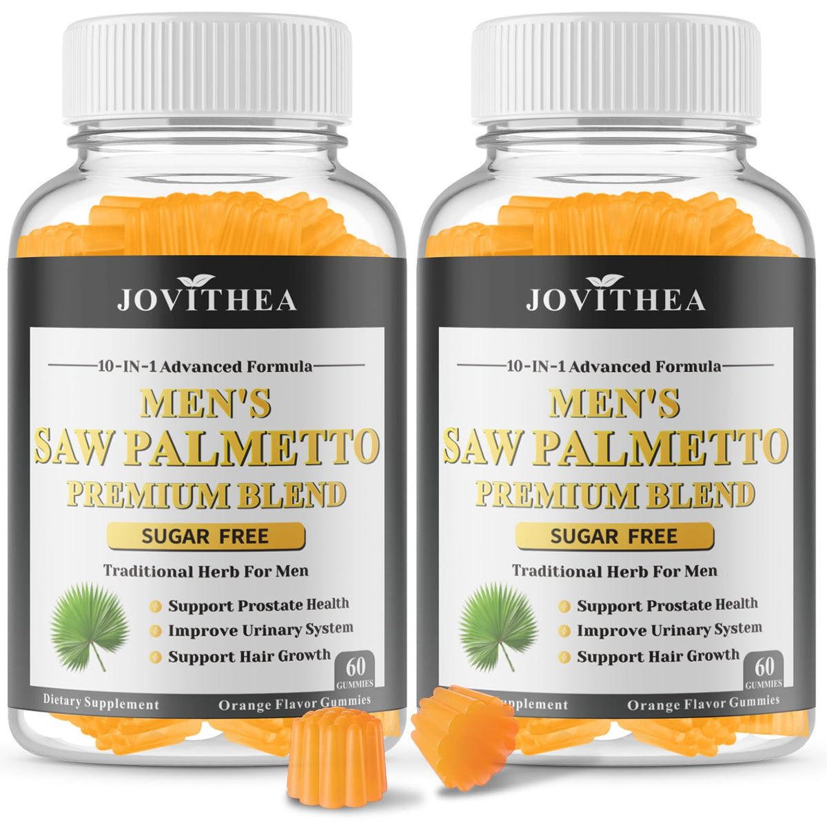 JOVITHEA Saw Palmetto Gummies front view with orange flavour