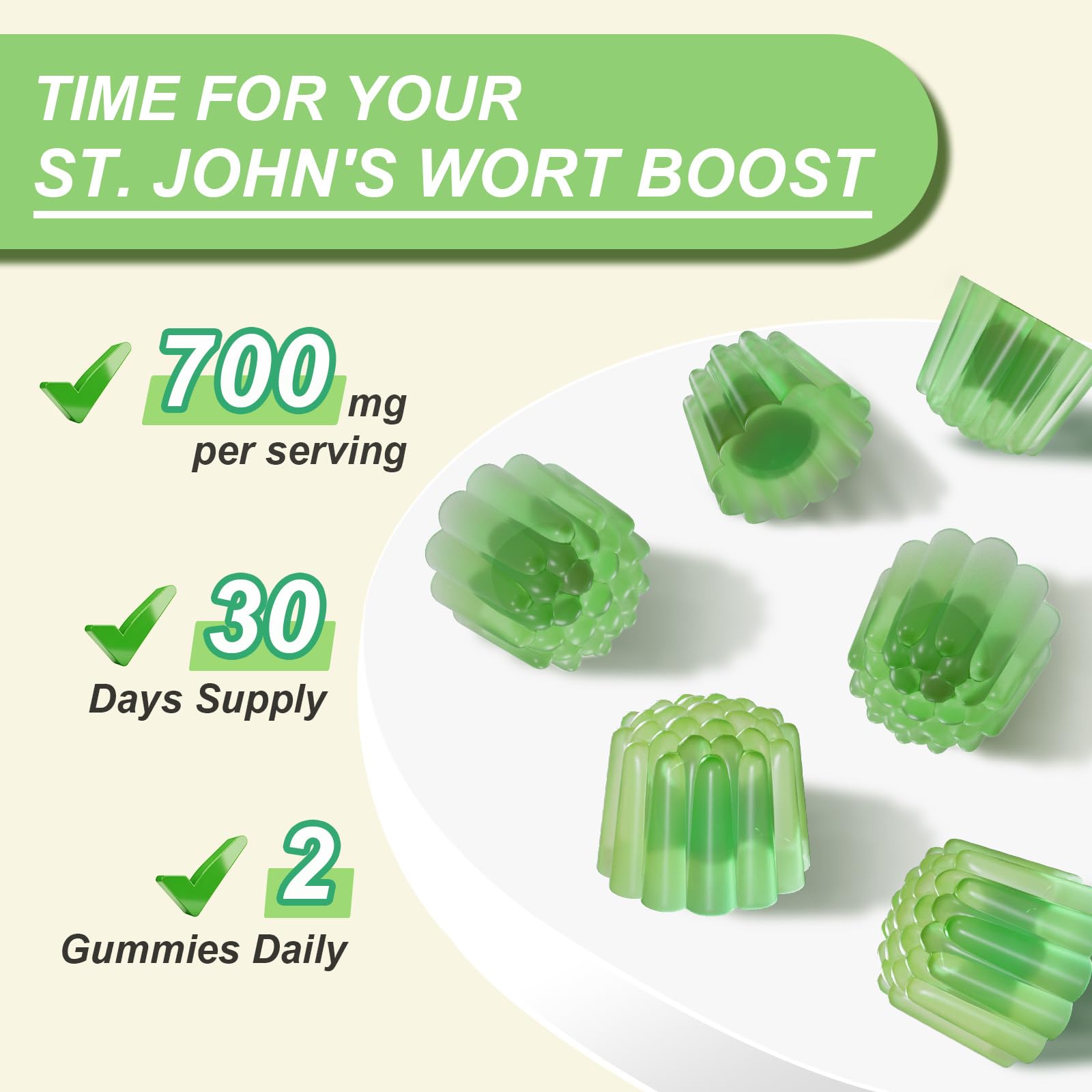 JOVITHEA St. John's Wort Gummies surrounded by herbal extracts