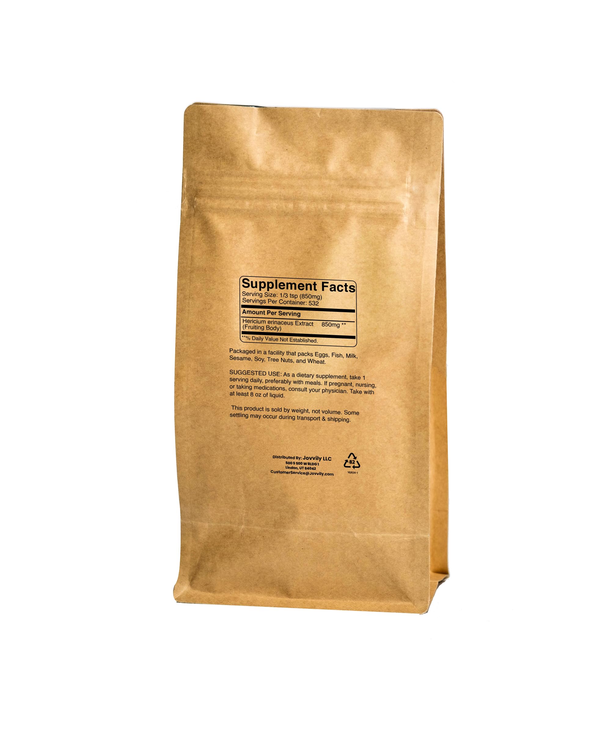 Jovvily Lion's Mane Mushroom Extract 440g packaging details