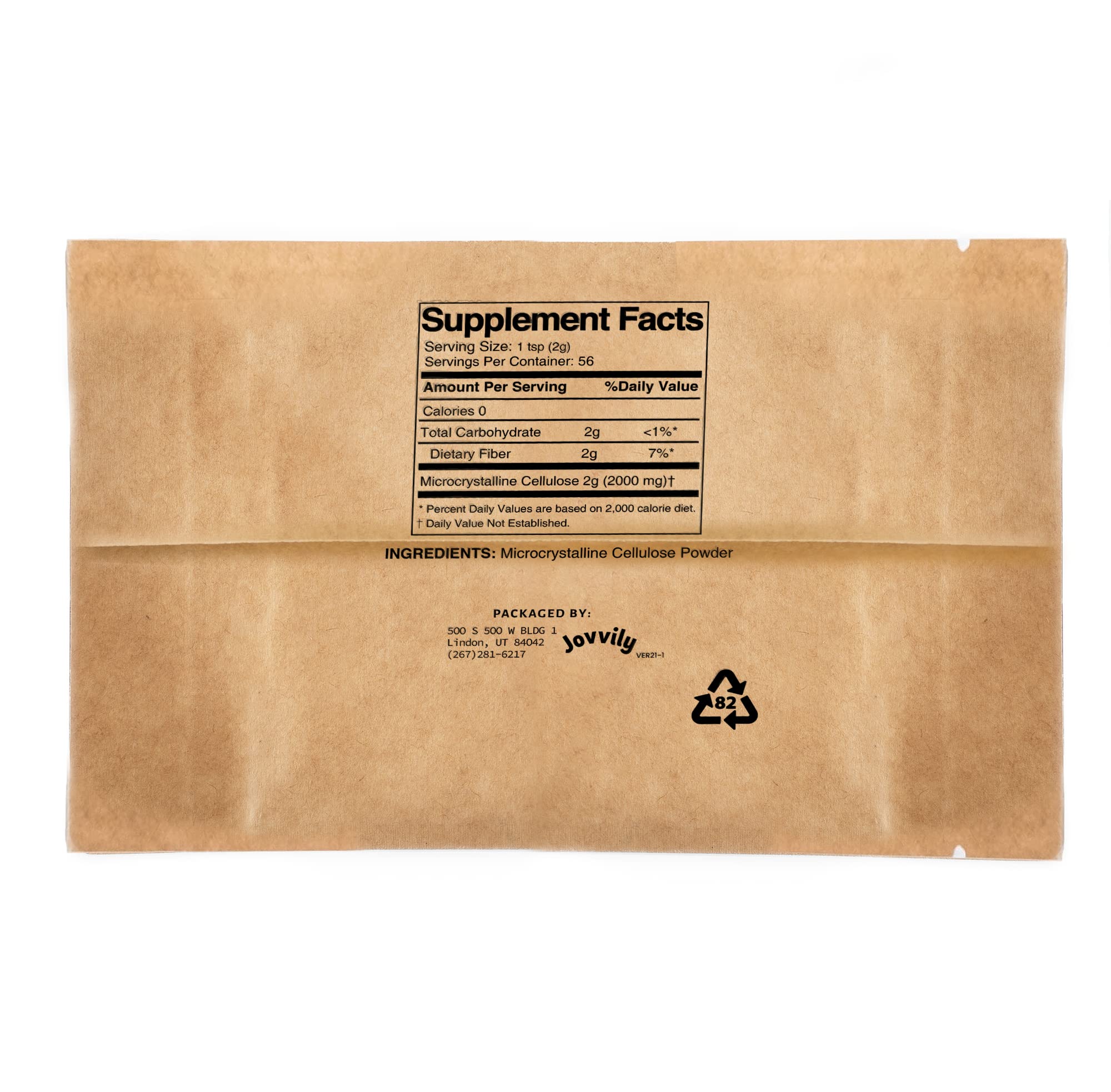 Jovvily Microcrystalline Cellulose Powder packaging side view