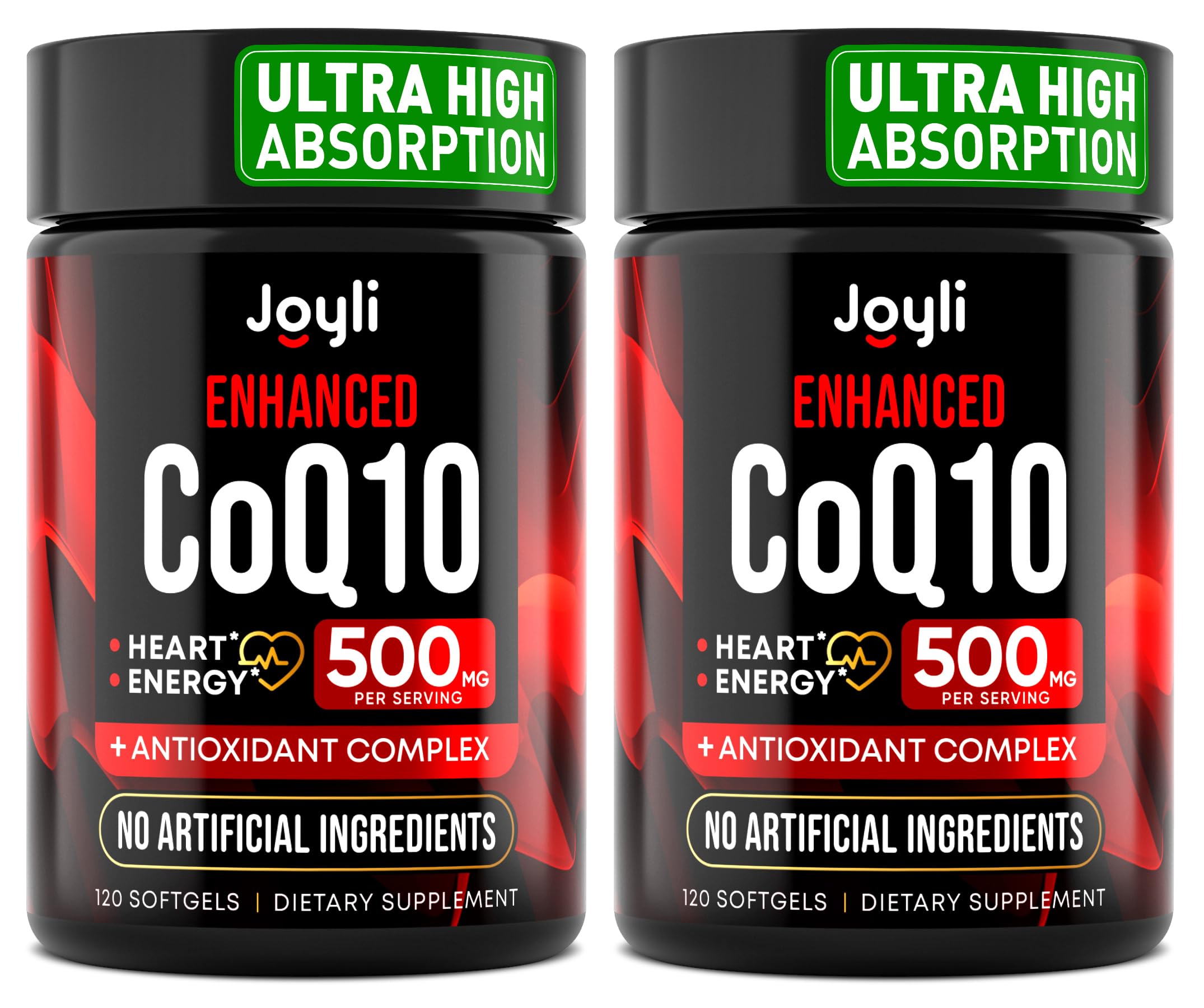 JOYLI Nutrition CoQ10 500mg Dual Strength 2 Pack Softgels front view