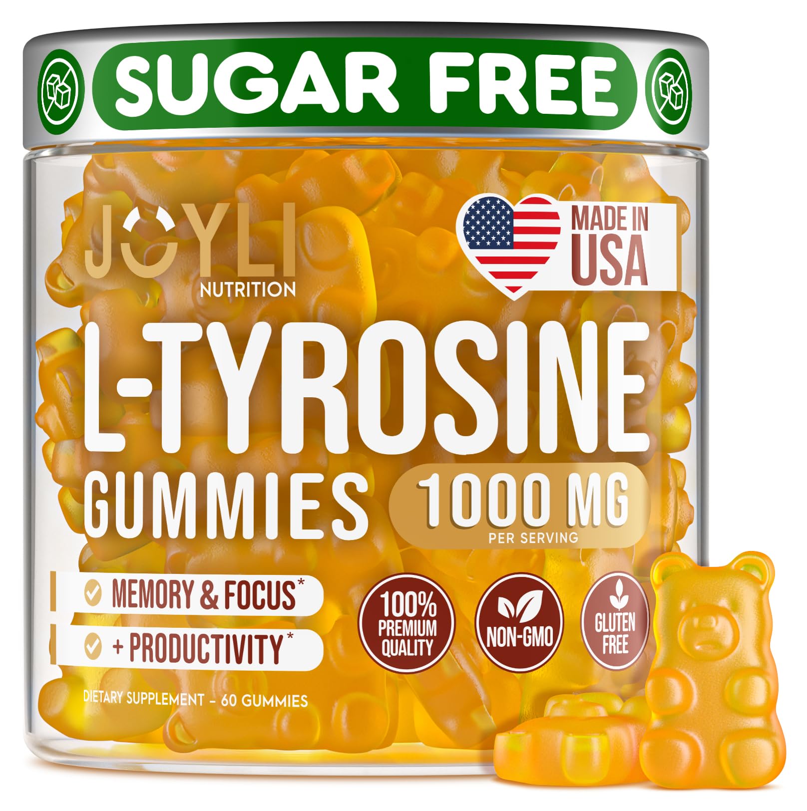 JOYLI Nutrition L Tyrosine Gummies 1000mg front view