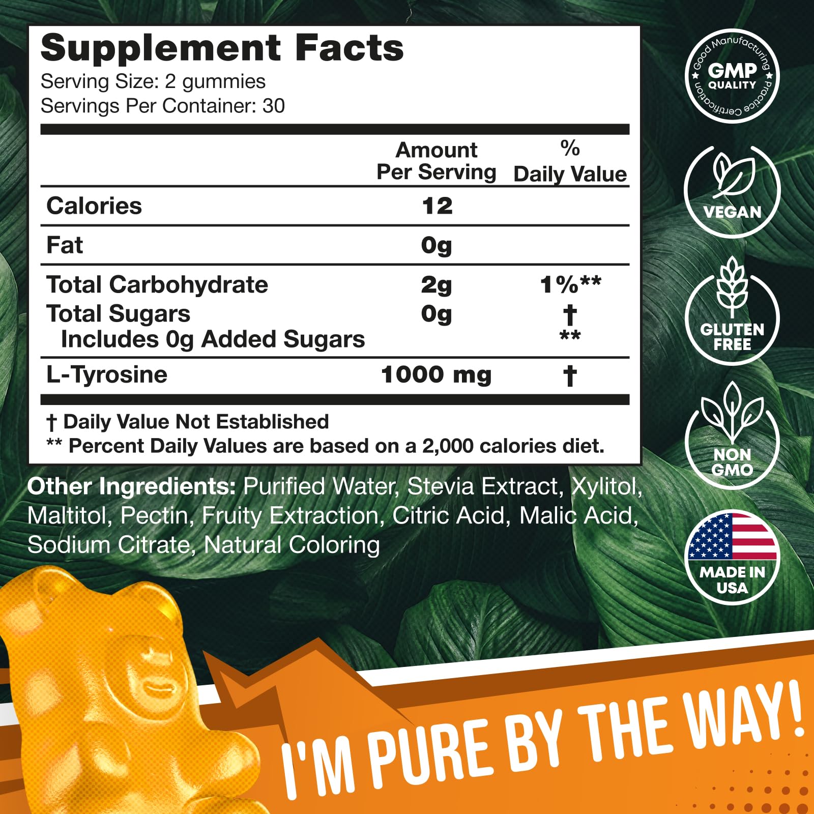 JOYLI Nutrition L-Tyrosine Gummies nutritional information