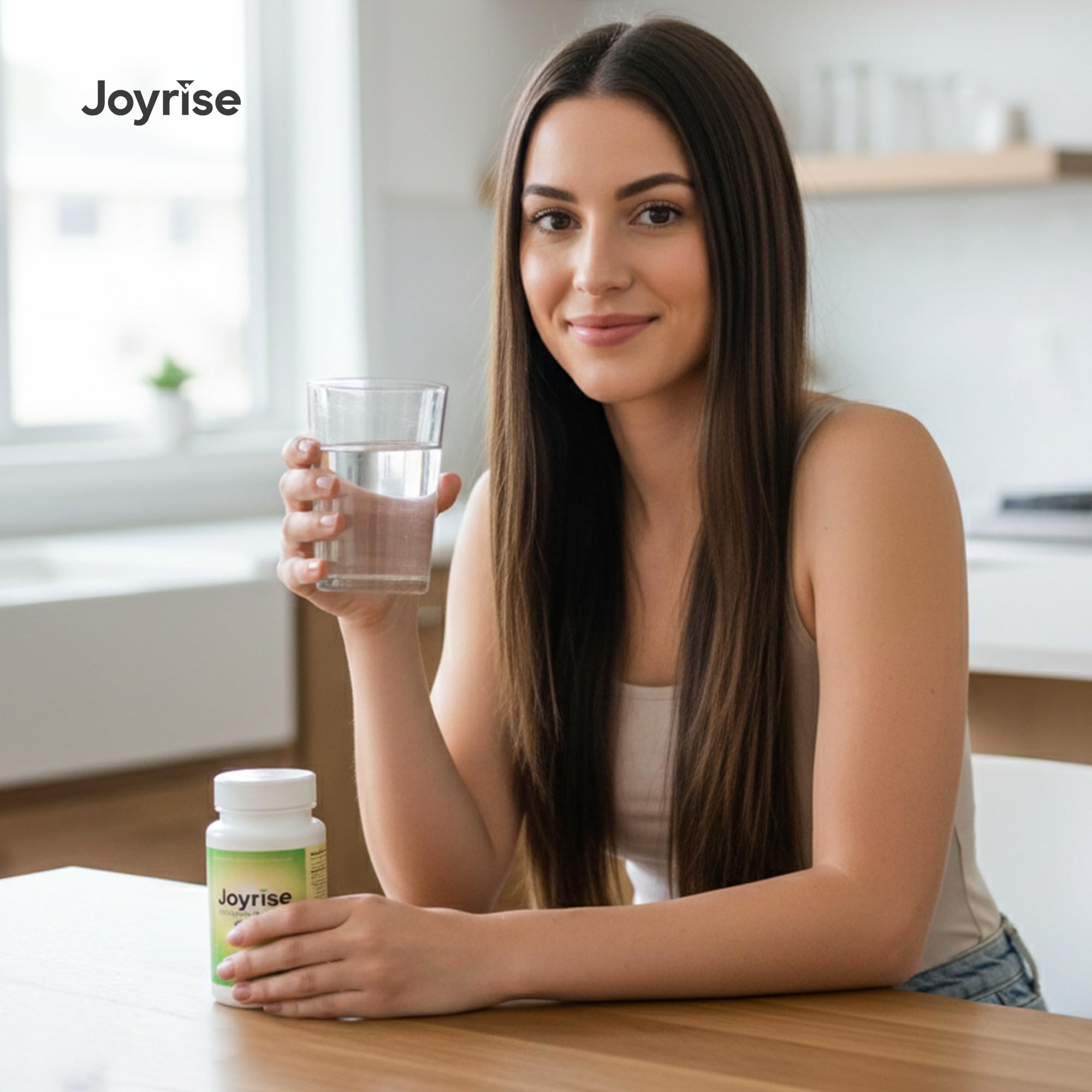 Joyrise Morning use Formula Capsules with a glass of water