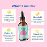 JoySpring Burst B12 kids vitamin B complex liquid supplement label close-up