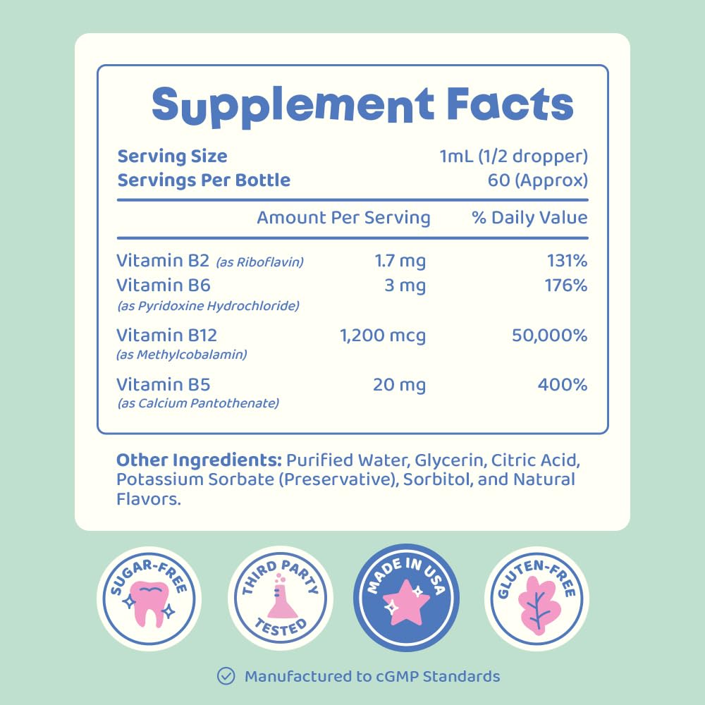 JoySpring Burst B12 kids vitamin B complex liquid supplement packaging