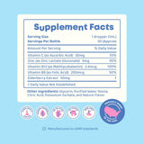 JoySpring Kids Liquid B-Complex Vitamin close-up of elderberry flavour