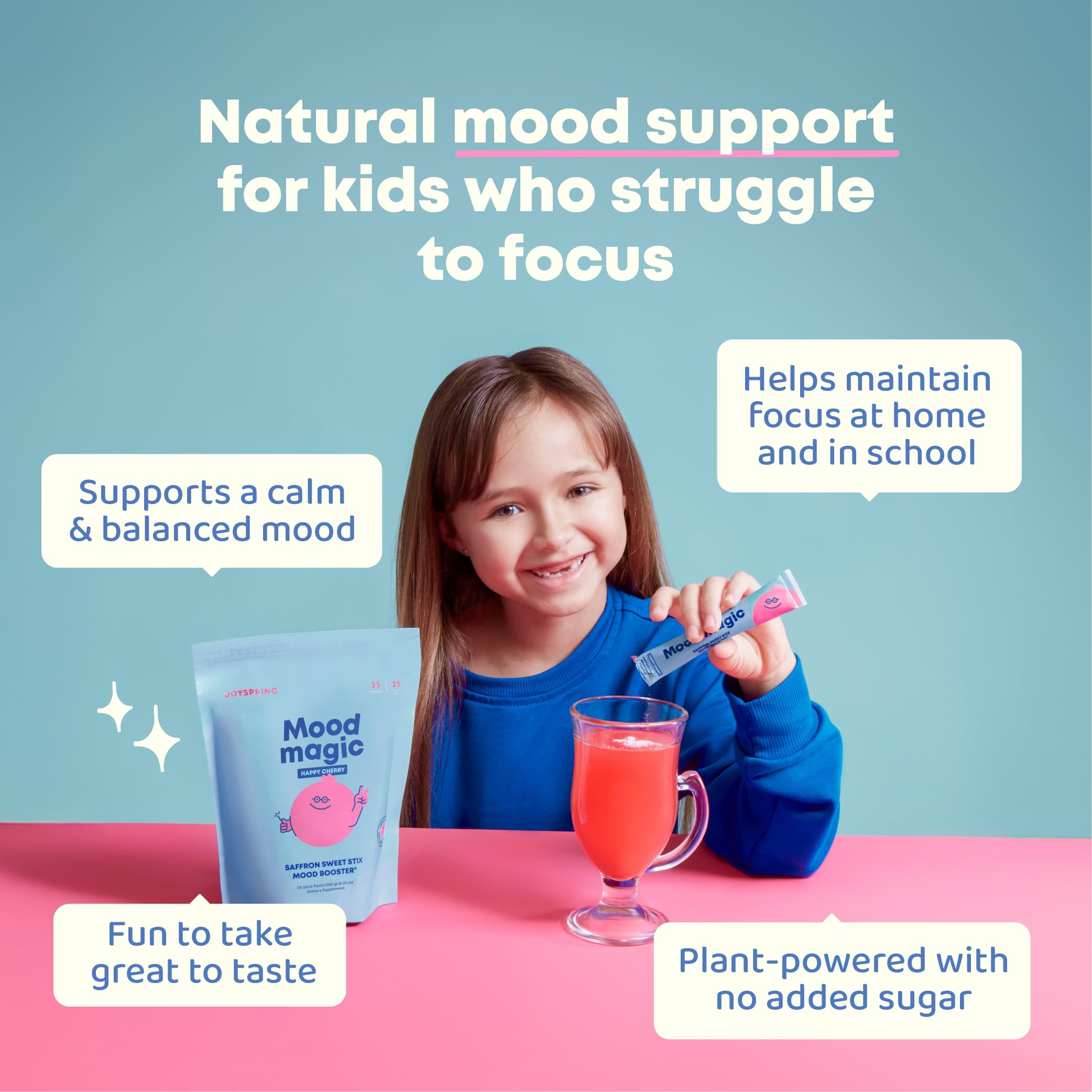 JoySpring Mood Magic for Kids pixie stick mixed in water