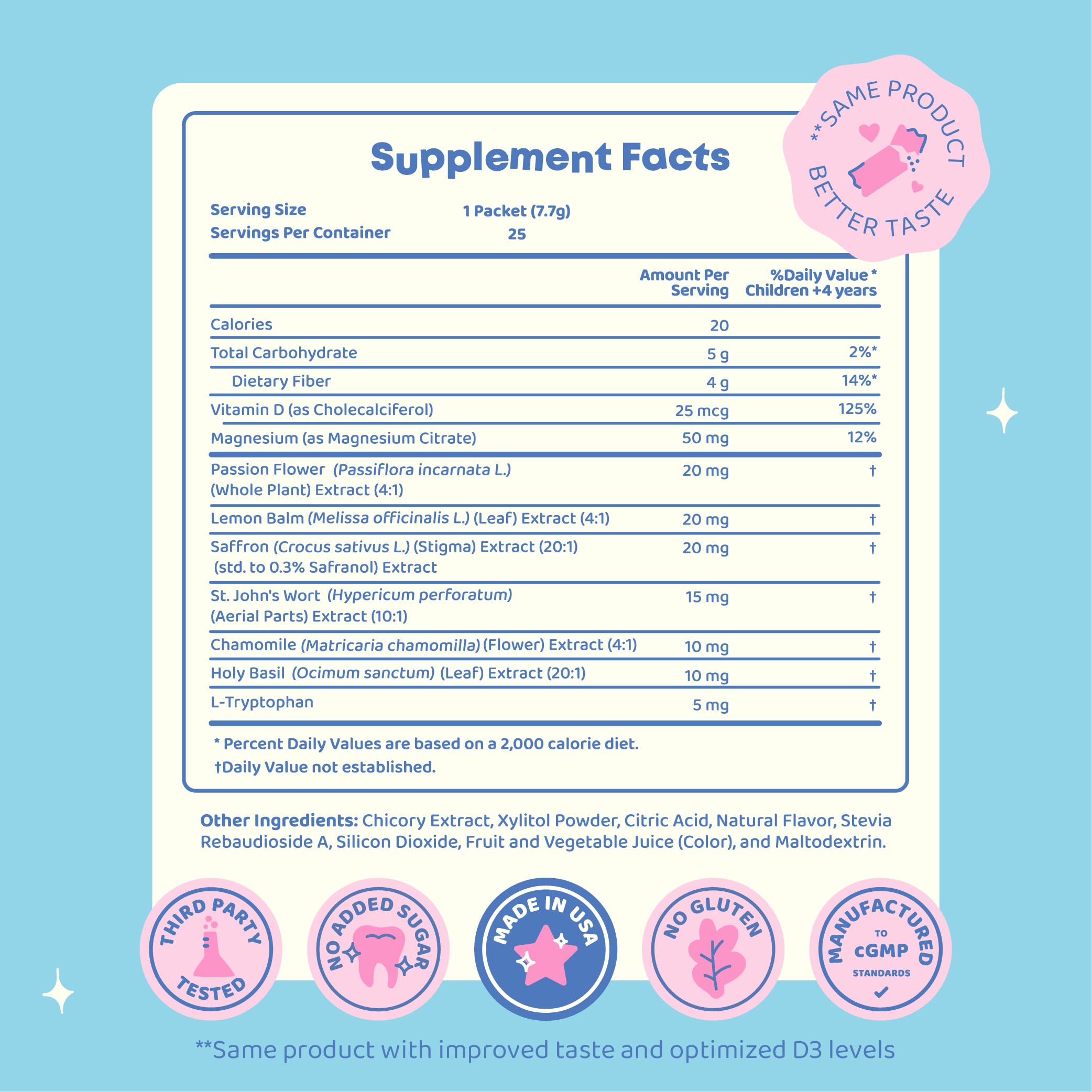 JoySpring Mood Magic for Kids supplement with fruits background
