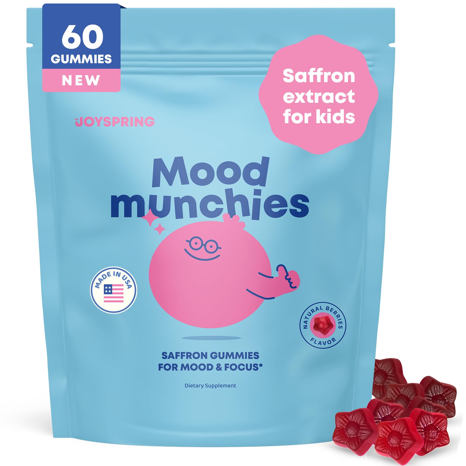 JoySpring Mood Munchies saffron gummies front view