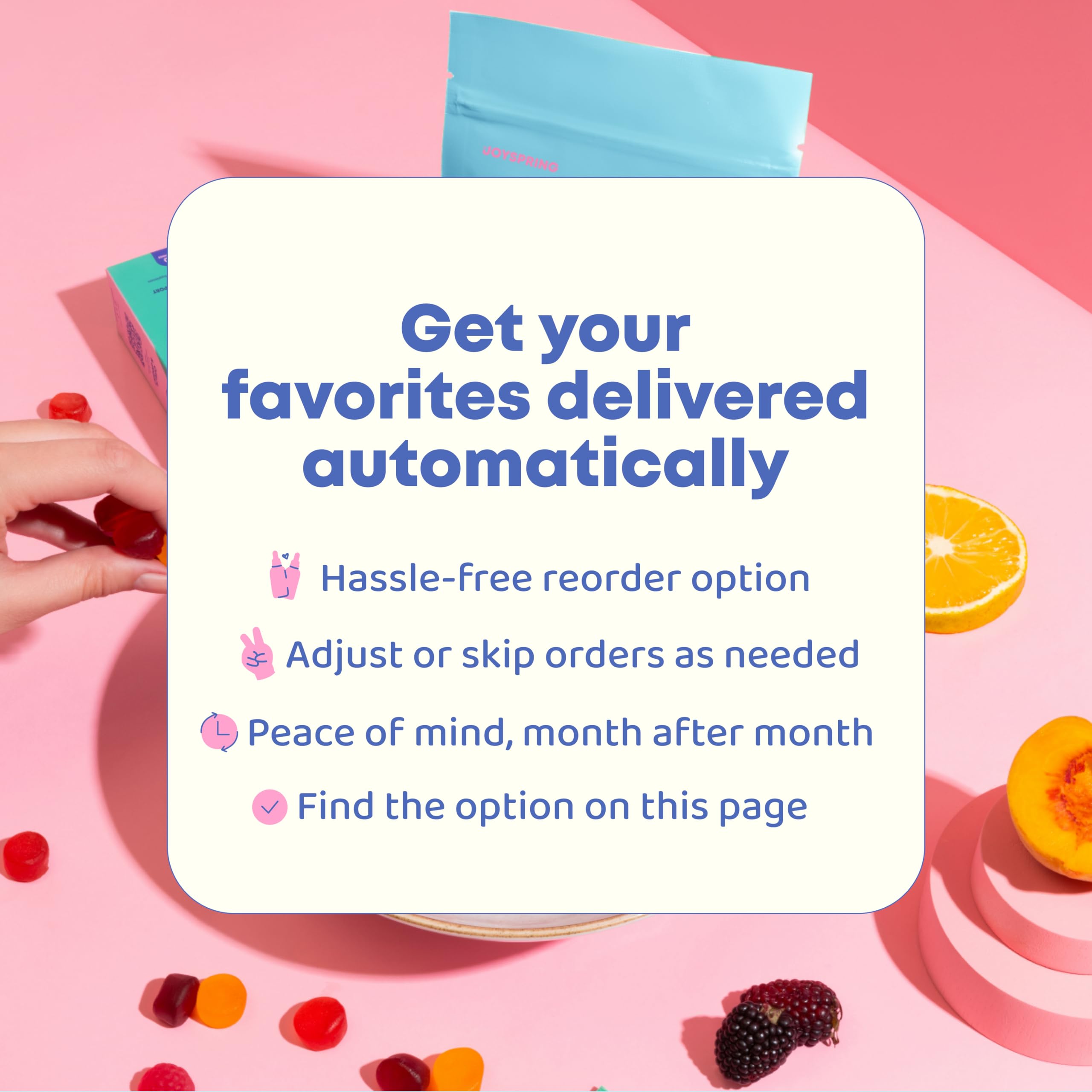 JoySpring Saffron Supplement stick pack on a kitchen counter