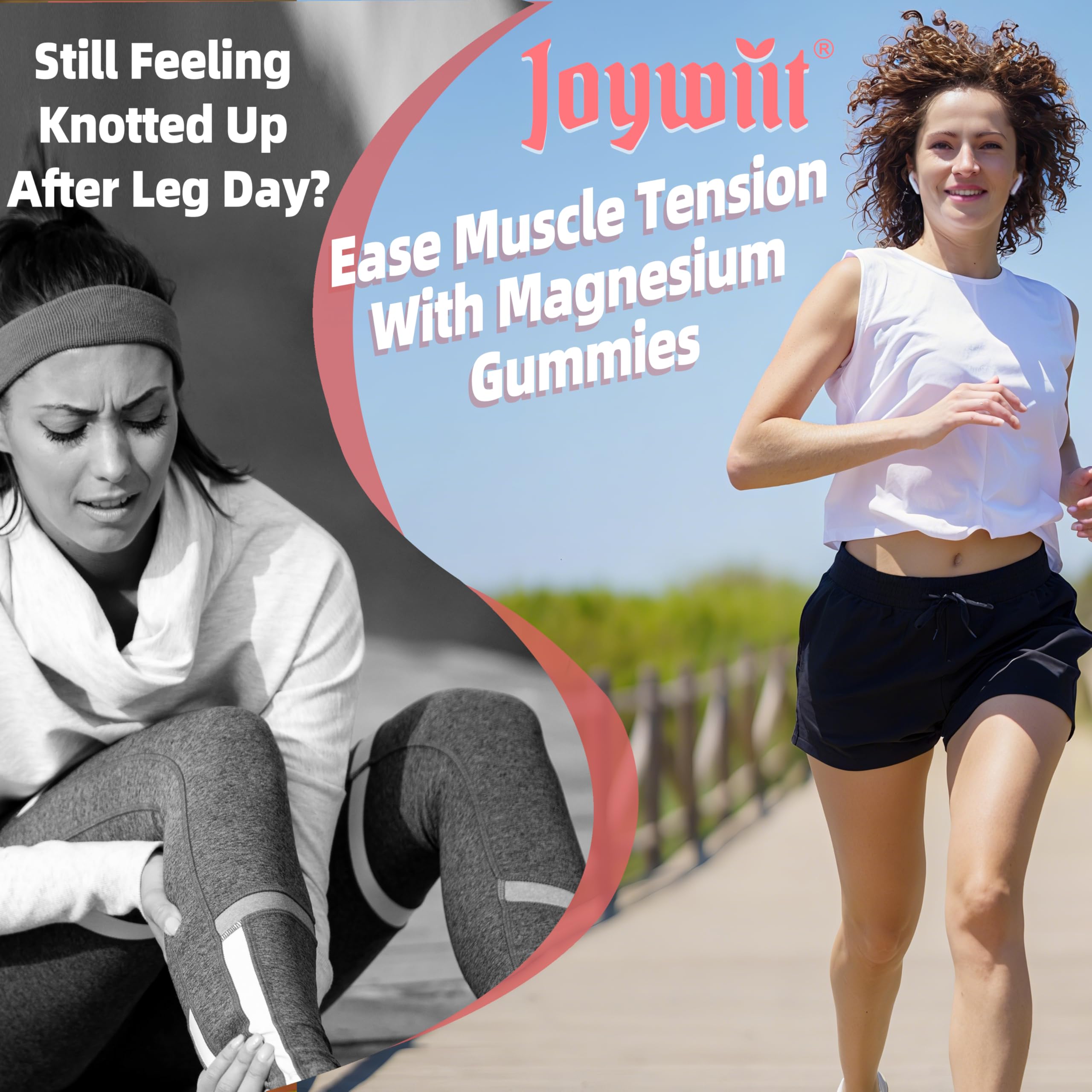 Joywiit Magnesium Malate Gummies side view with nutritional information