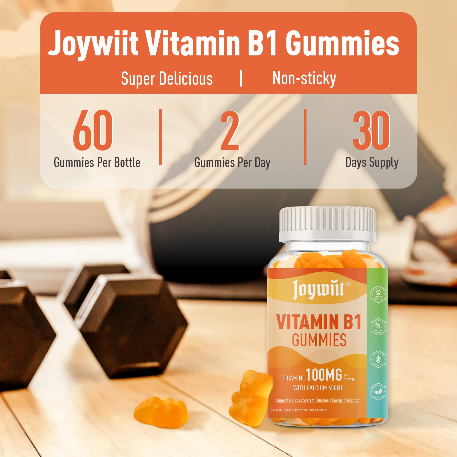 Joywiit Vitamin B1 Gummies nutritional information on back