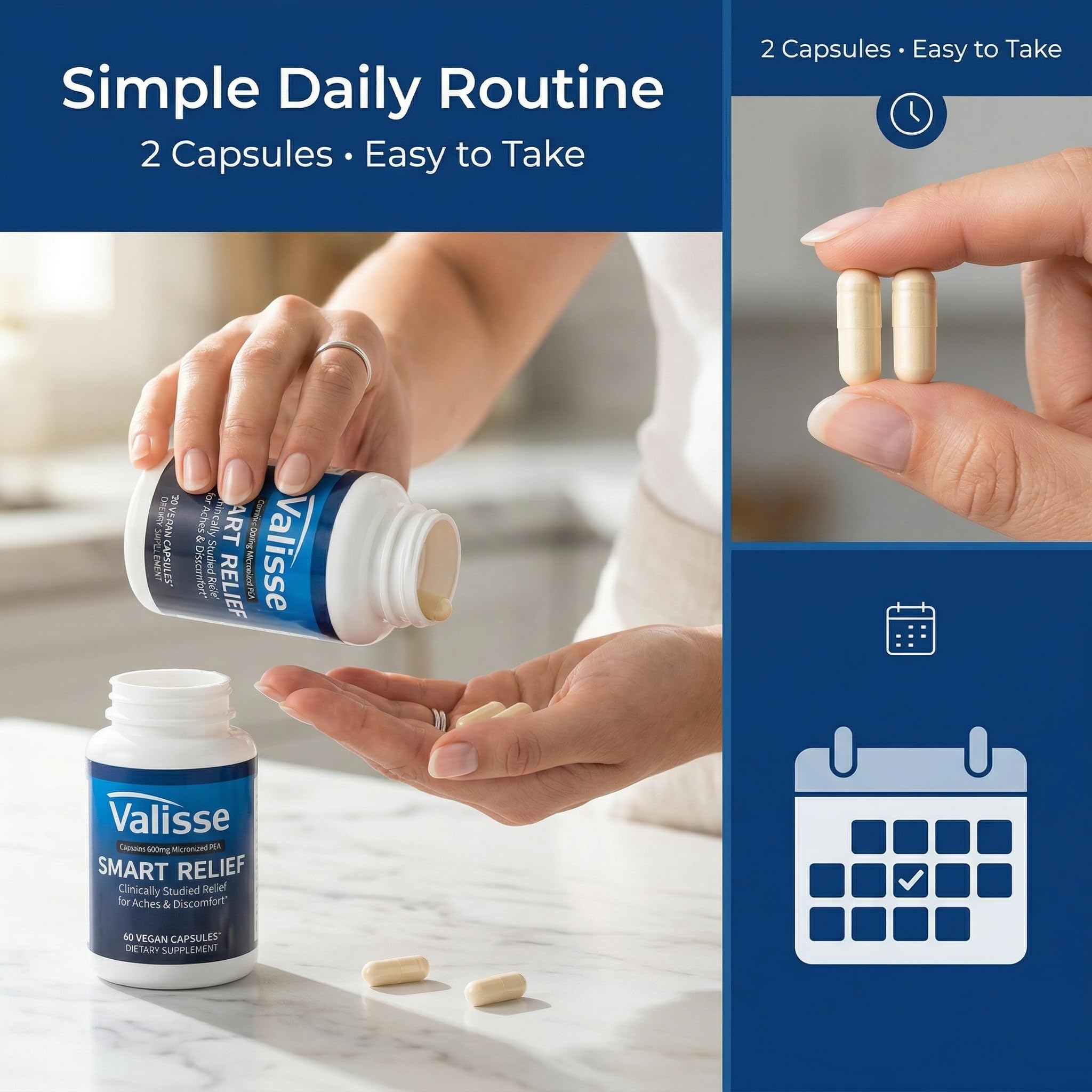 Jqewlg Daily Wellness Support Capsules 600mg PEA capsules in hand
