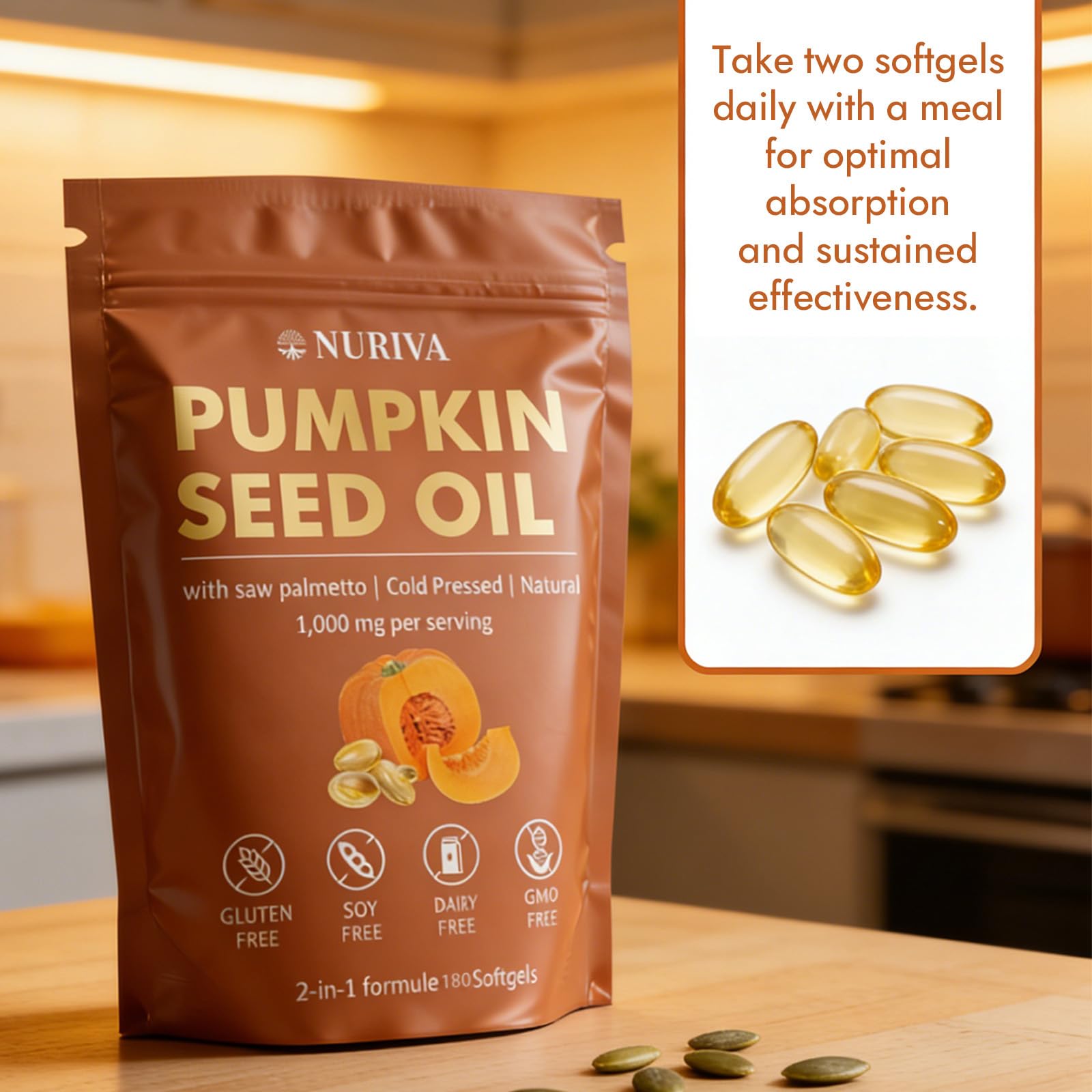 JRR Pumpkin Seed Oil & Saw Palmetto Softgels lifestyle scene