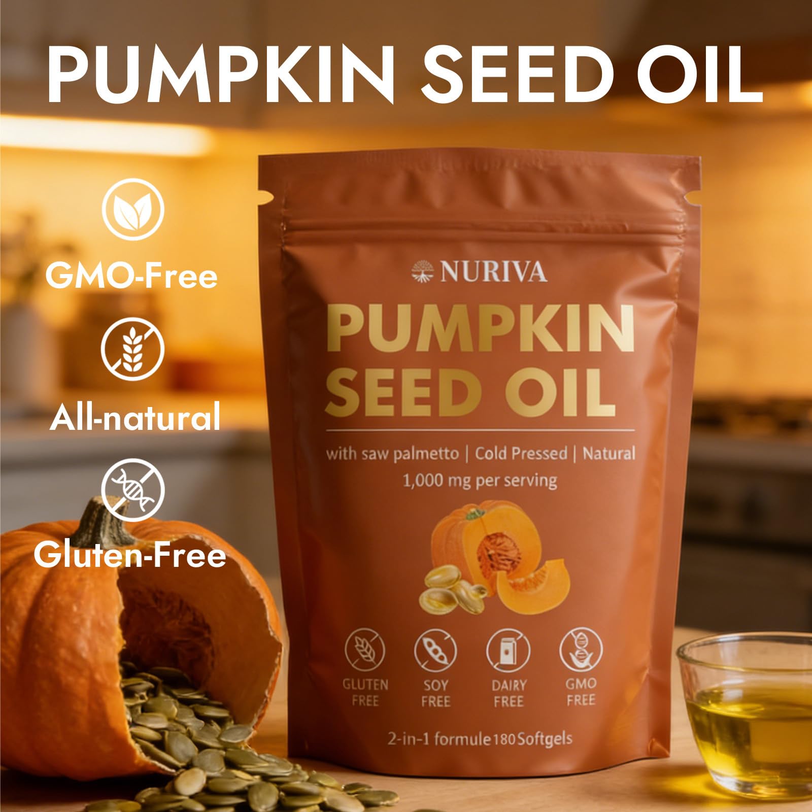 JRR Pumpkin Seed Oil & Saw Palmetto Softgels open bottle