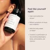 JSHealth Calm + Destress vegan supplement back view with ingredients
