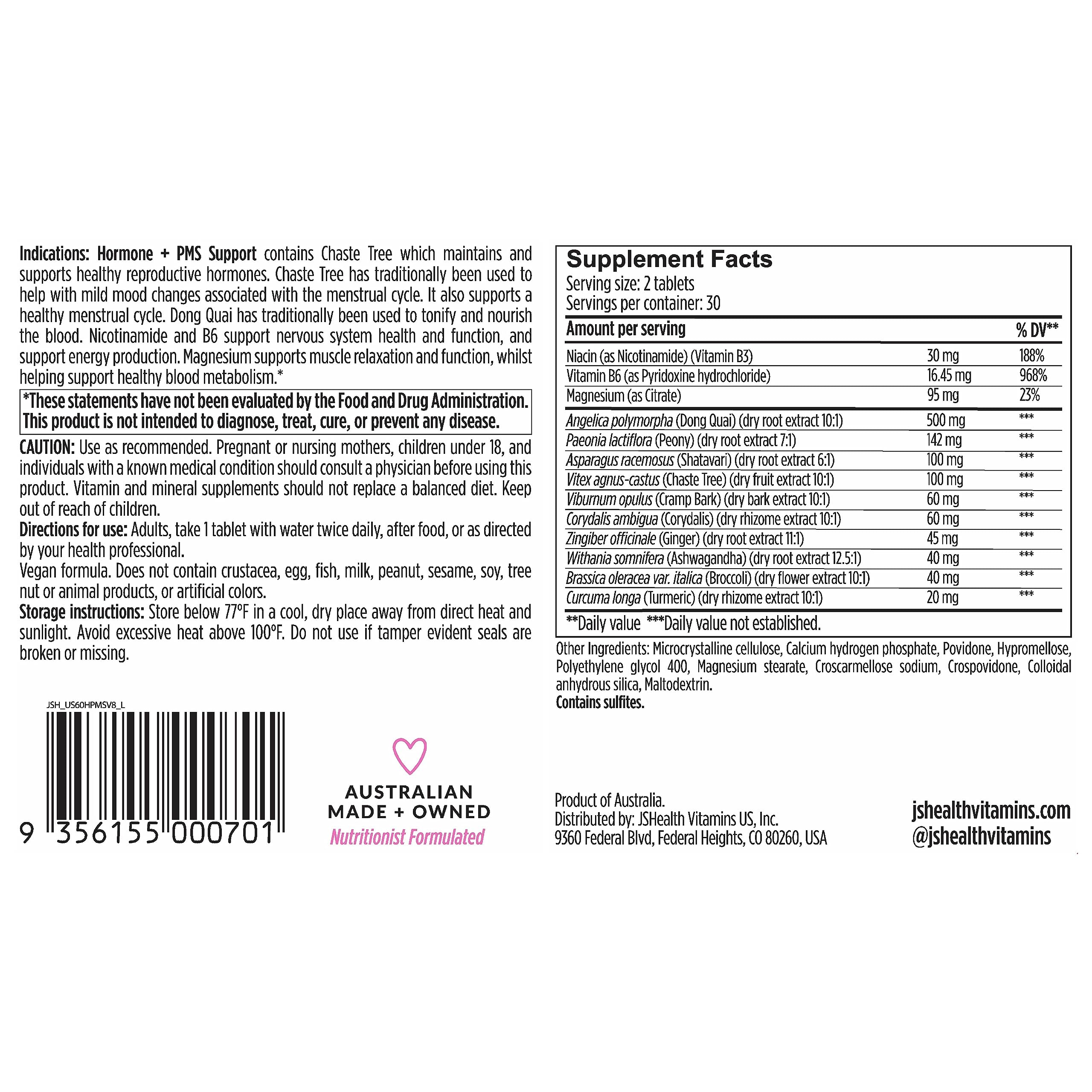 JSHealth Dong Quai supplement nutrition facts