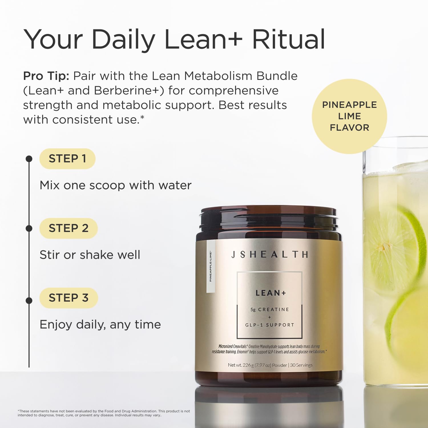 JSHealth Lean+ Creatine Monohydrate Powder lifestyle scene with fitness gear